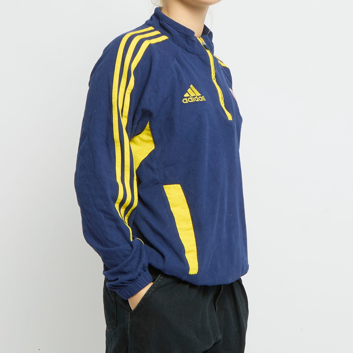 Adidas Stripe Polo Neck Fleece - UK 8