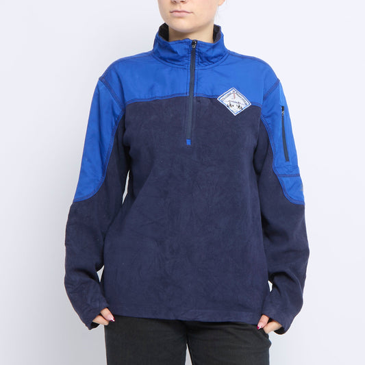 Nylon Detail Zip Up Fleece - UK 8