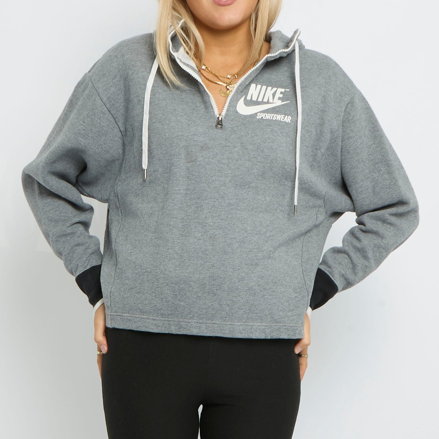 Nike 1/4 Zip Hooded Sweater - UK 8