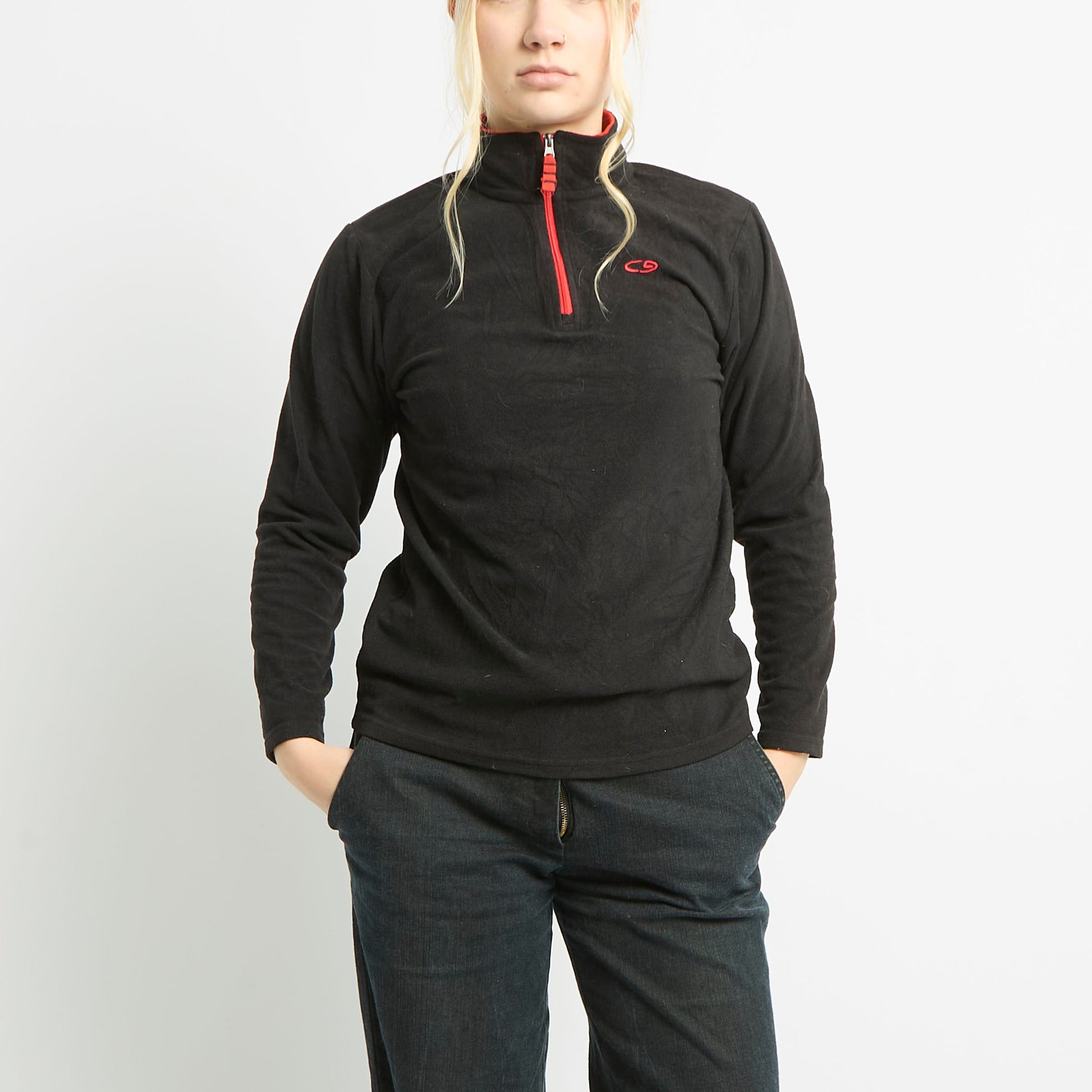 Champion Quarter Zip Fleece With Red Accents - L