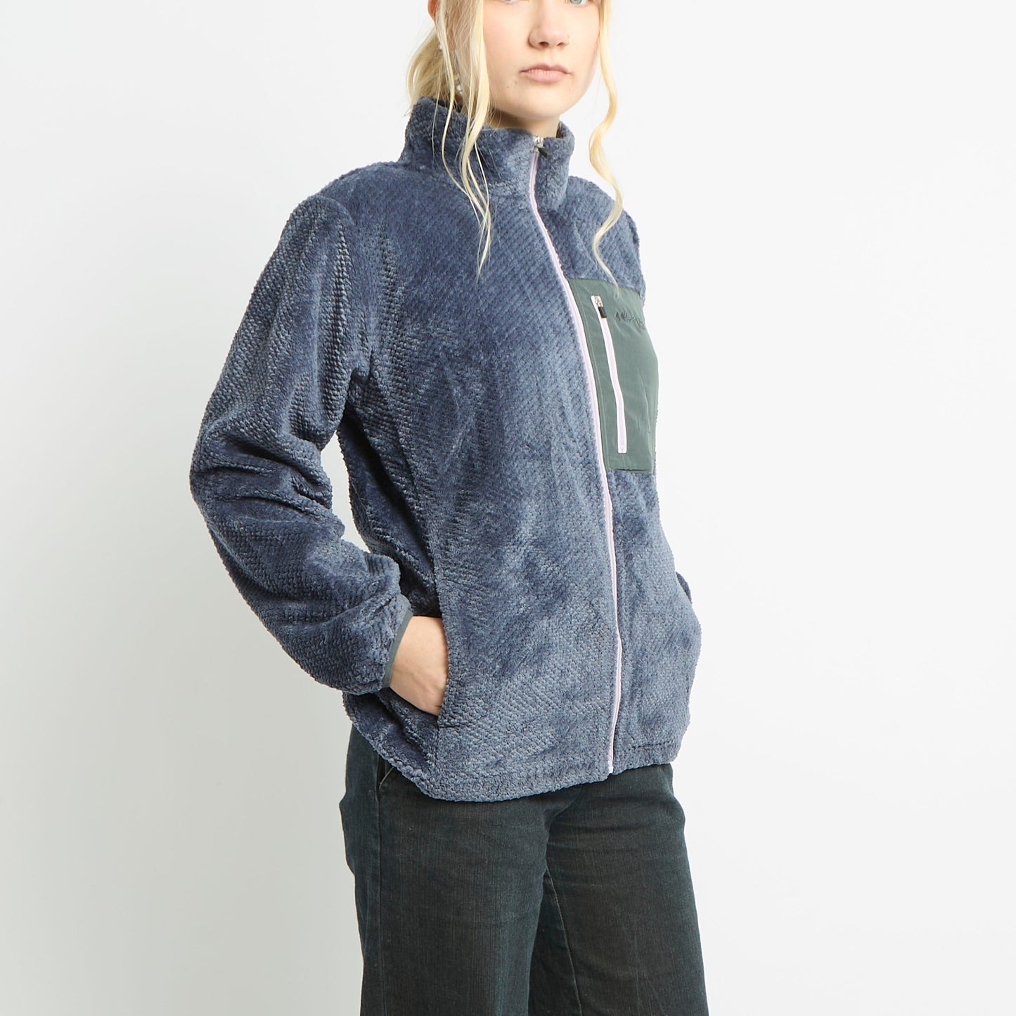 Textured Soft Fleece With Front Pocket - L