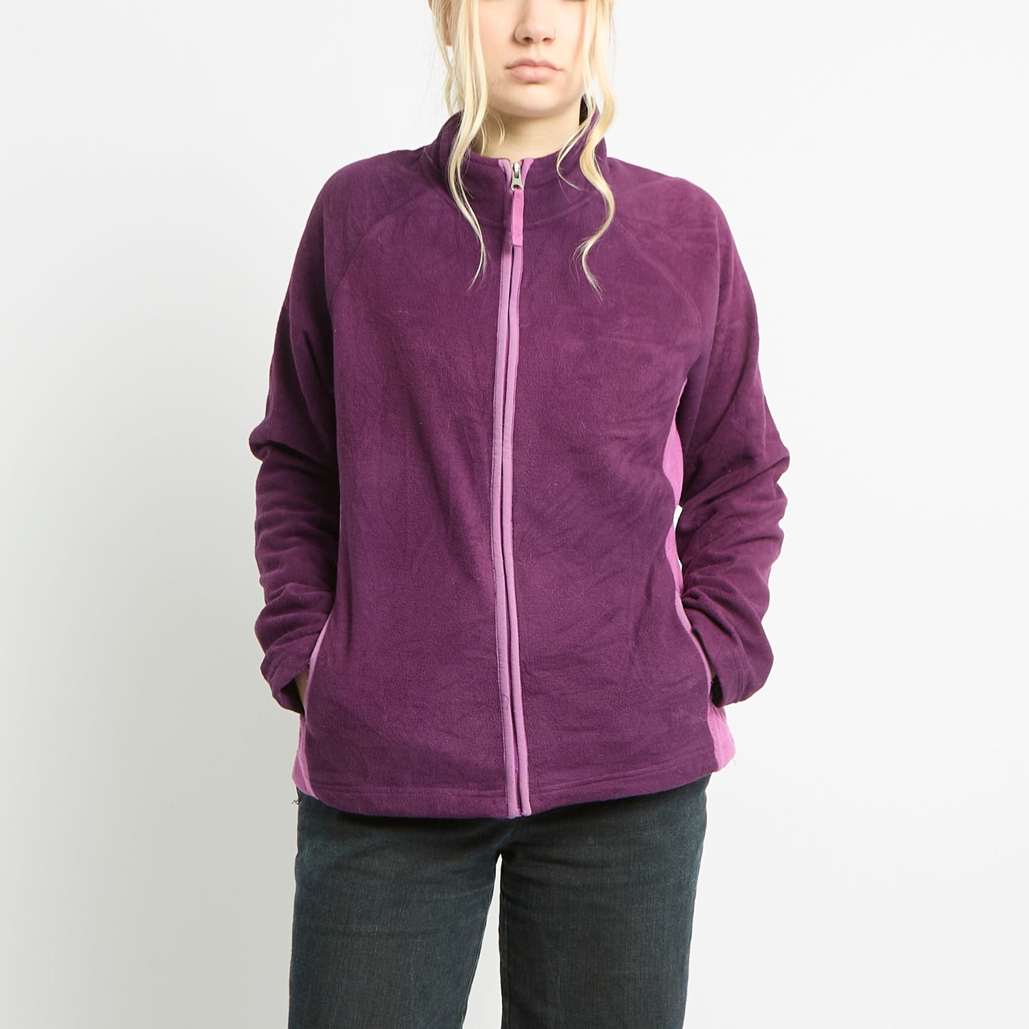 Two Toned Zip Up Fleece - L