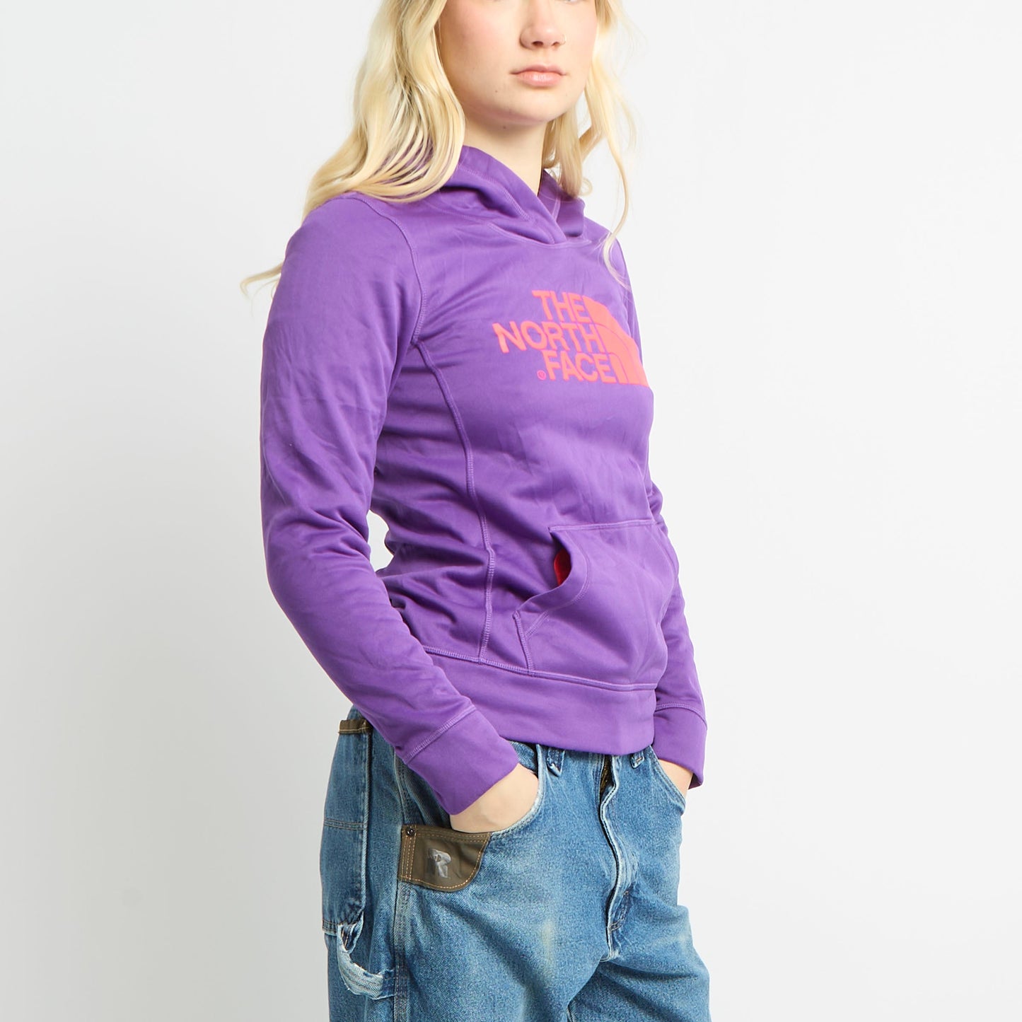 North Face Neon Text Hoodie - XS