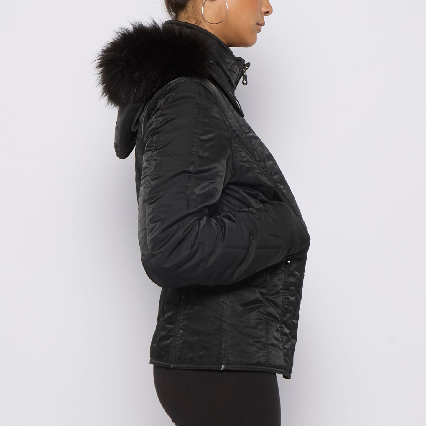 Light Padded Fur Hood Jacket - UK 10