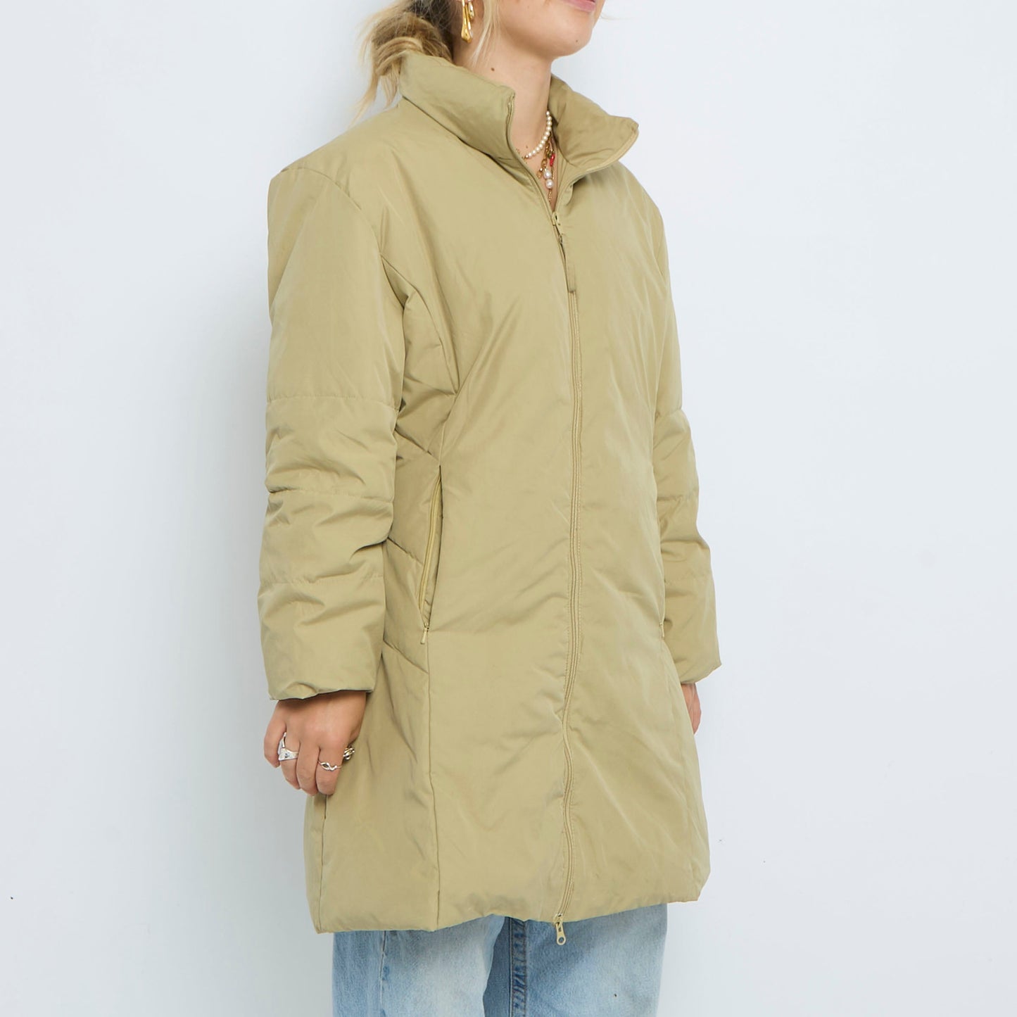 Zip Long Light Padded Trench Coat- UK 10