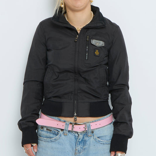 Cropped Pocket Detail Waterproof Bomber Jacket- UK 6