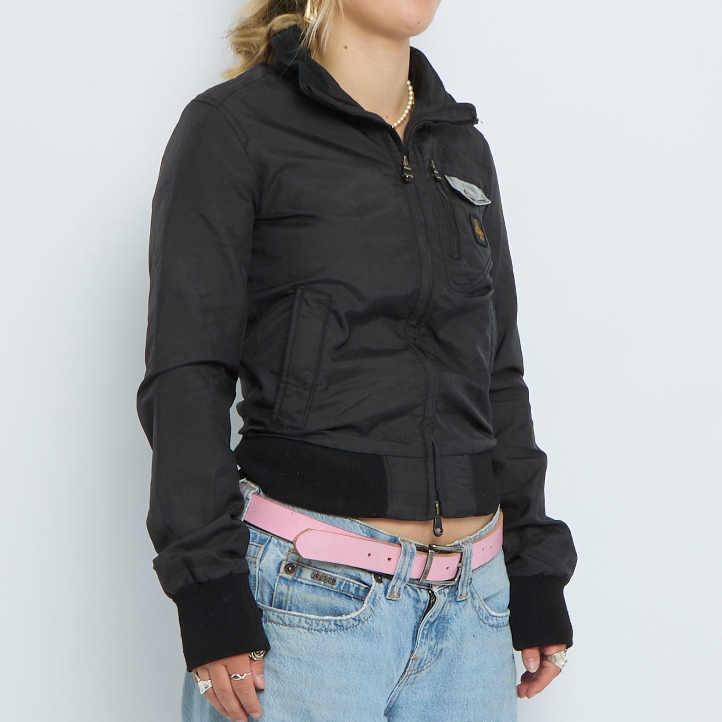 Cropped Pocket  Waterproof Bomber Jacket- UK 6