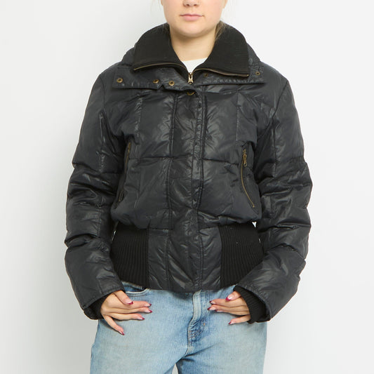 Ribbed Waist Puffer Jacket - UK 10