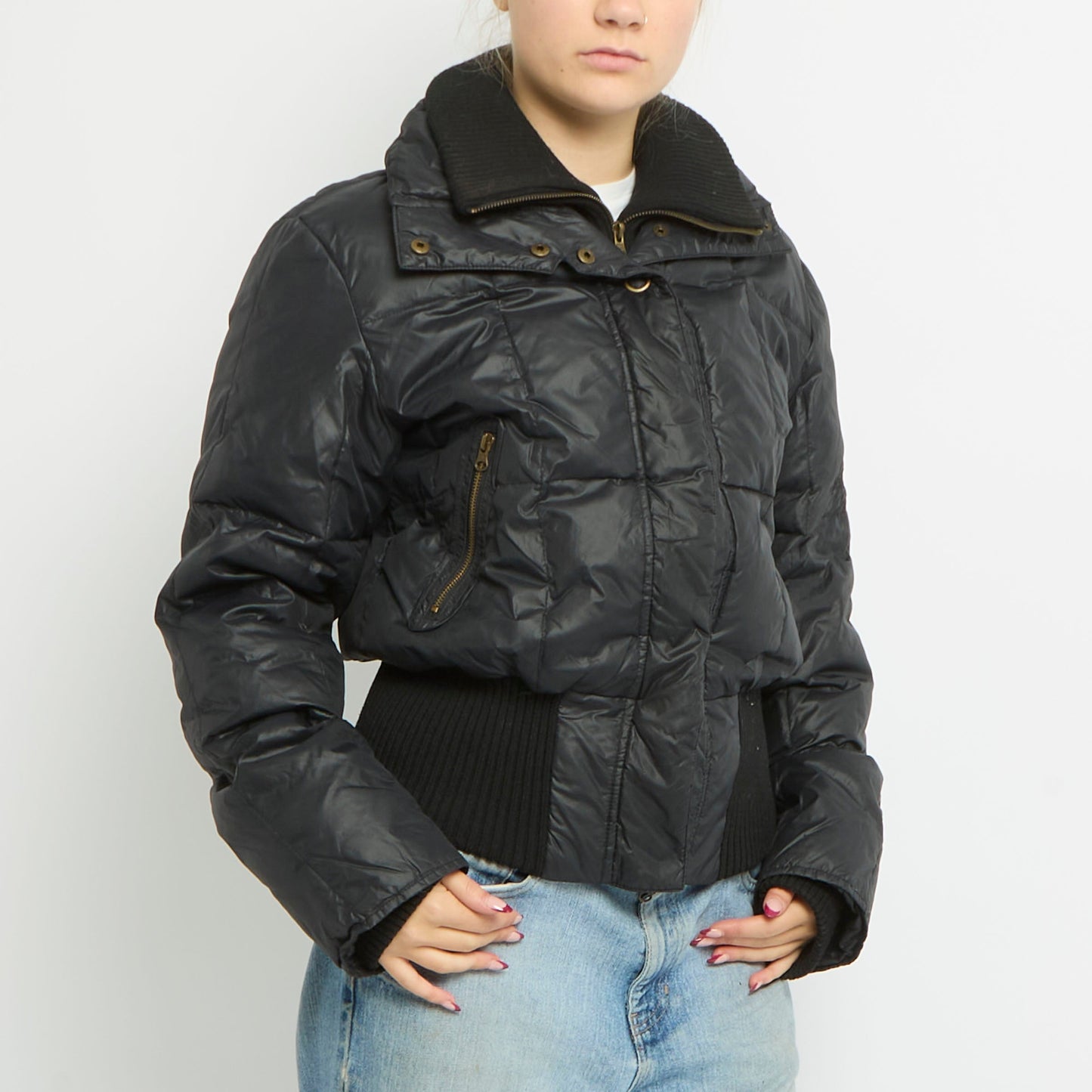 Ribbed Waist Puffer Jacket - UK 10