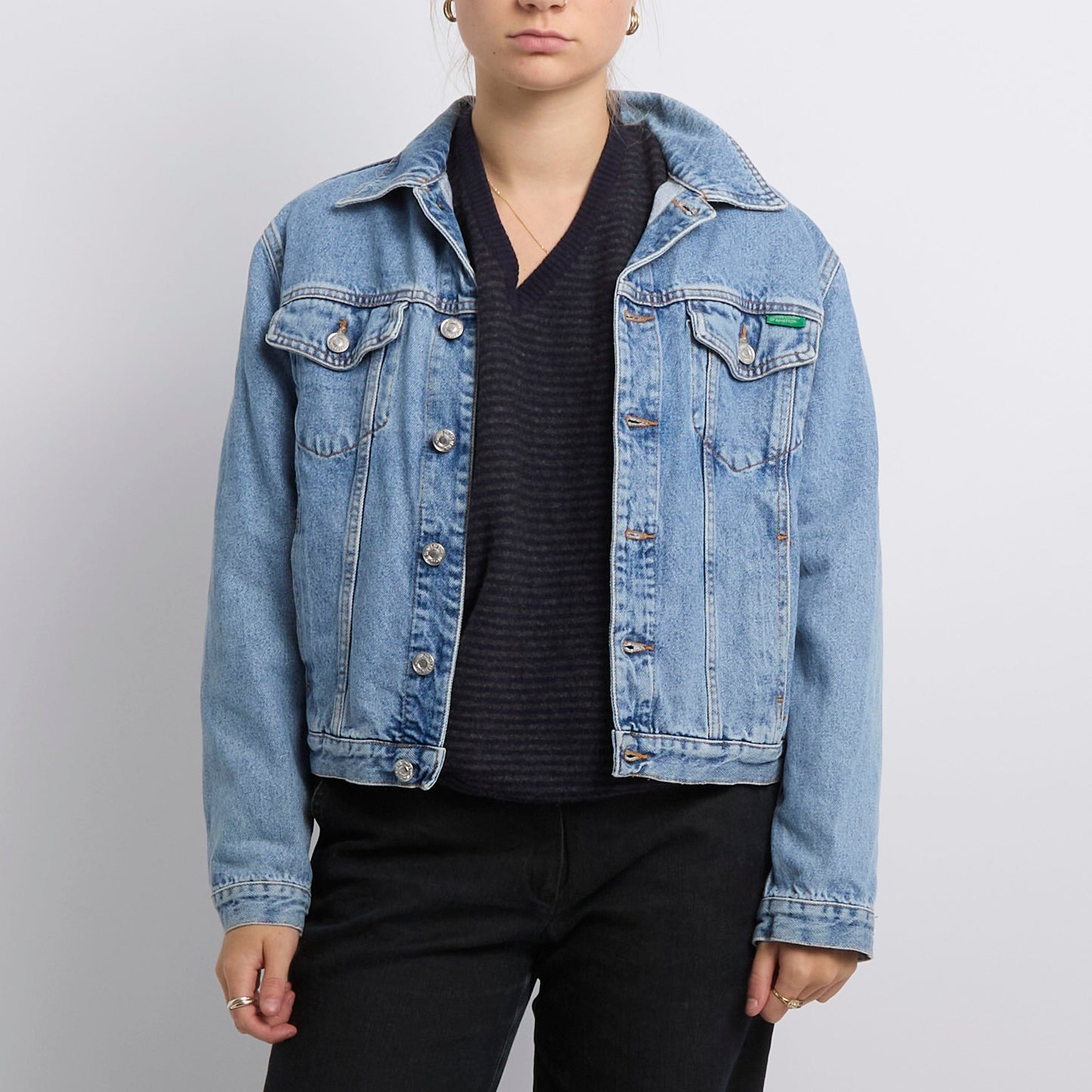 United Colors Of Benetton Cropped Denim Jacket- UK 10