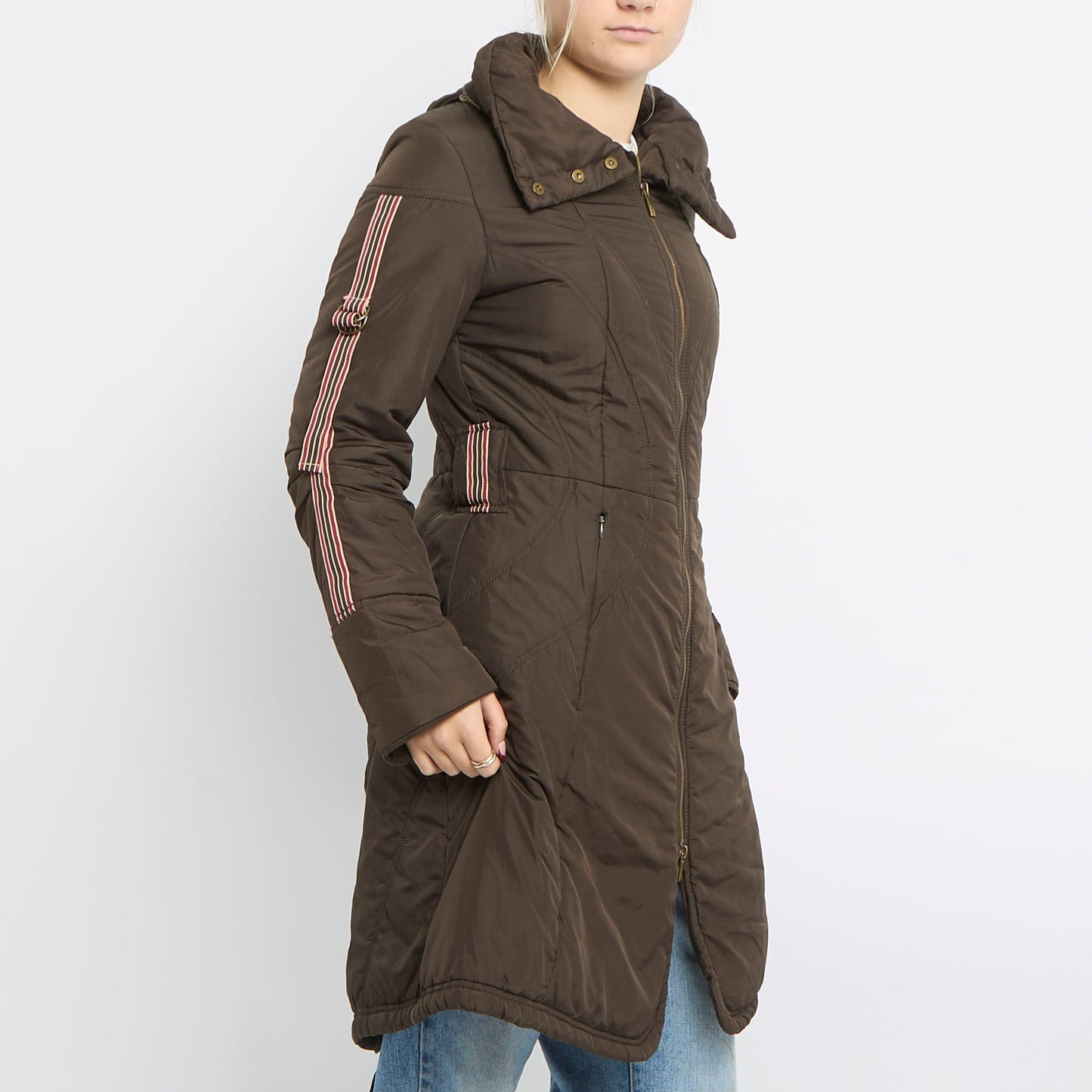 Light Padded Duo Zip Long Jacket - UK 10