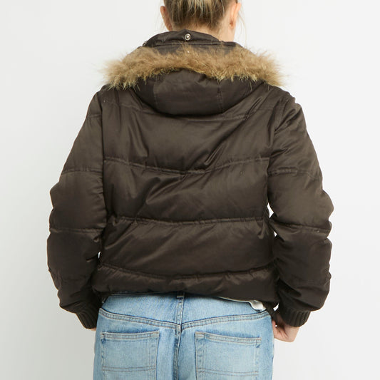 Fur Hood Bomber Jacket - UK 10