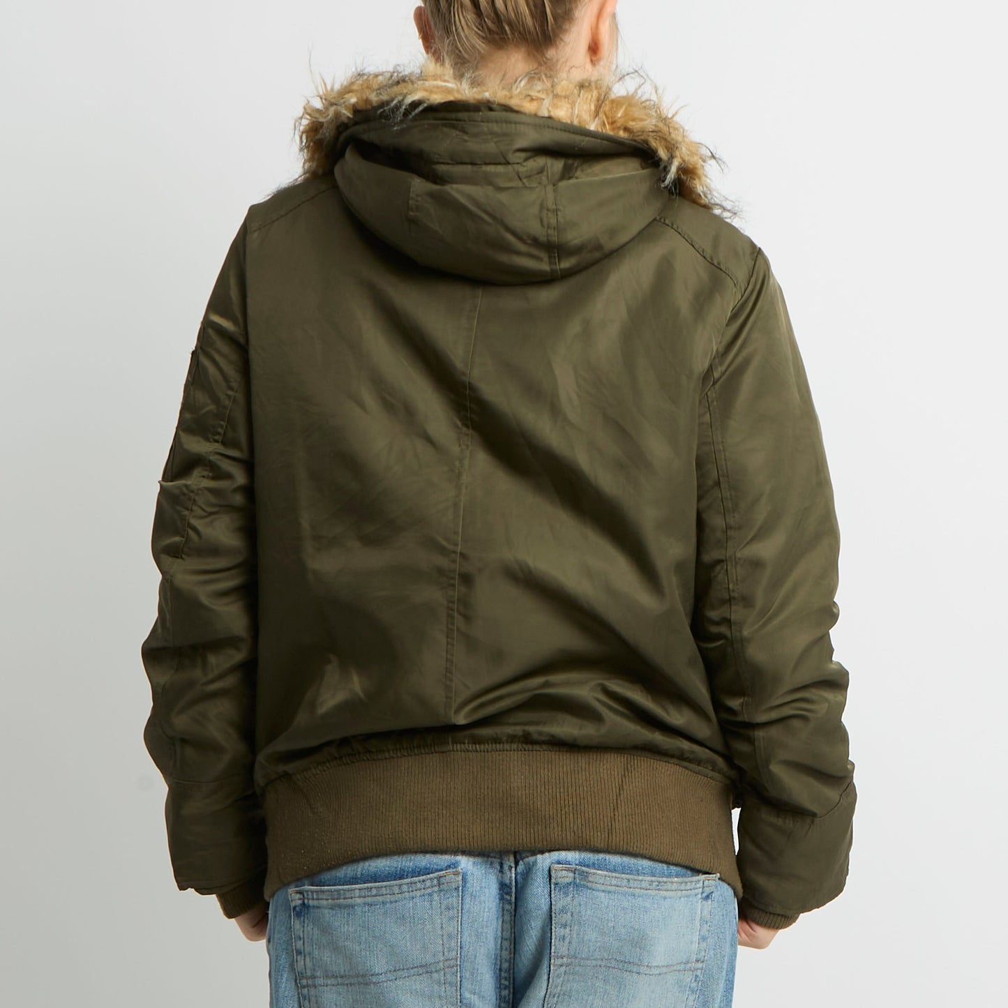 Fur Hood Detail Bomber Jacket - UK 10