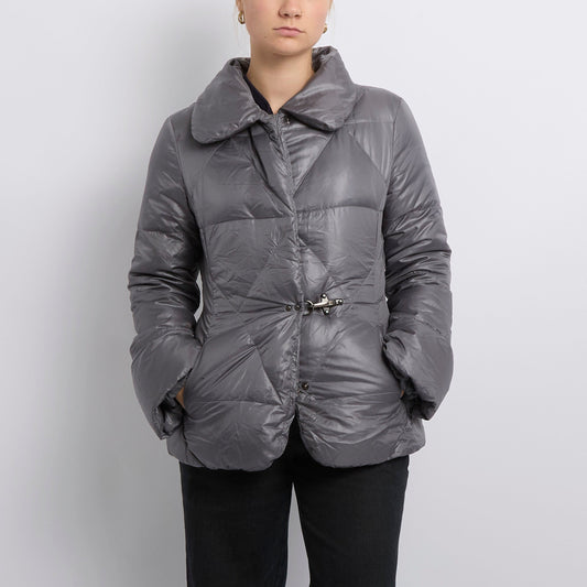 Clasp Detail Collared Puffa Jacket- UK 10