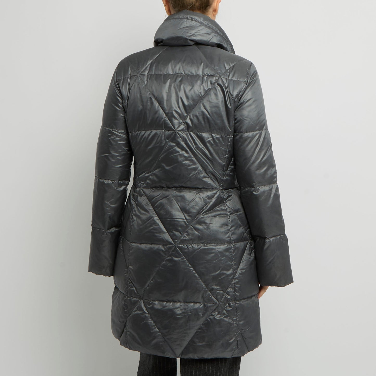 Clasp Detail Padded Long Coat - UK 10