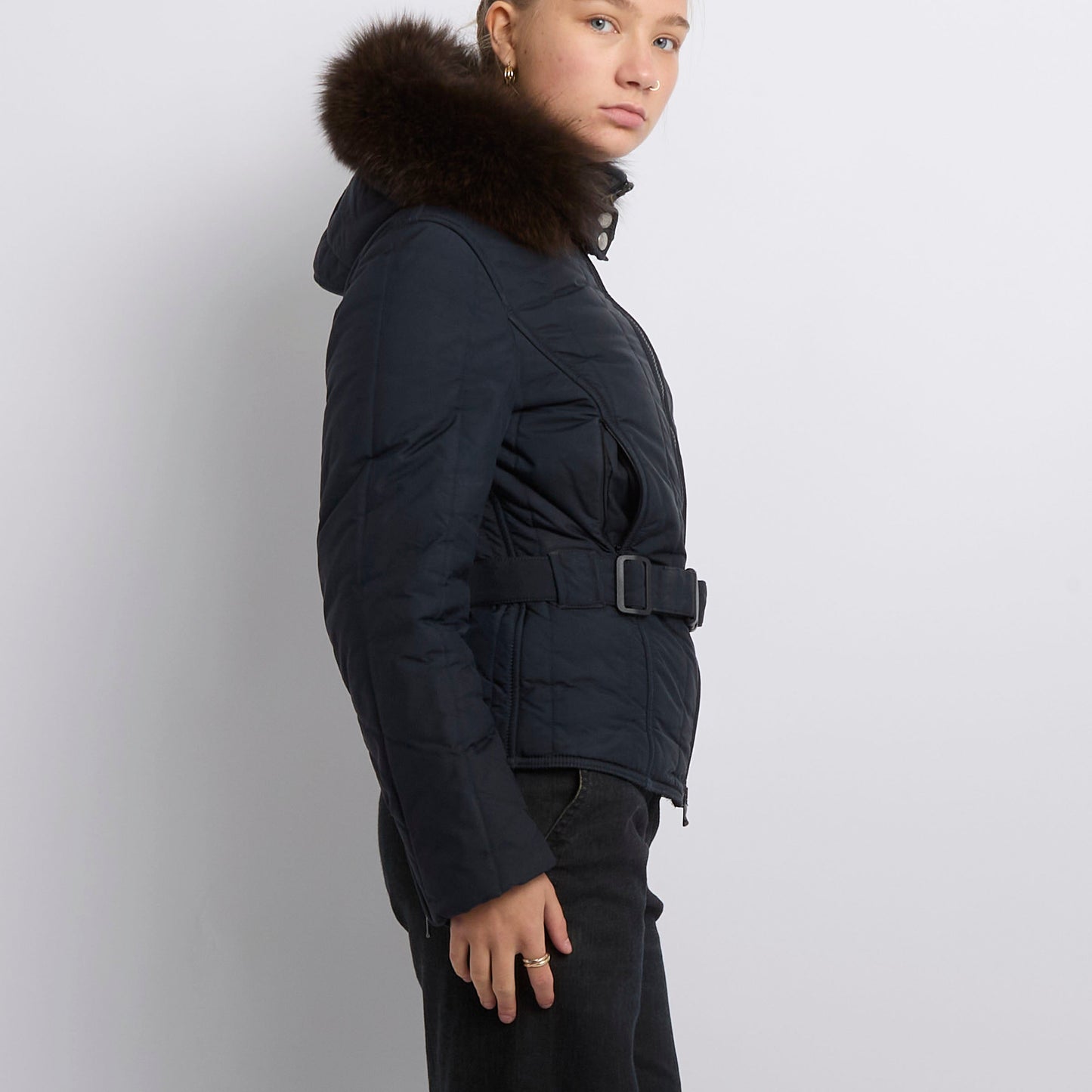 Refrigiwear Fur Hood Belt Waist Jacket- UK 10