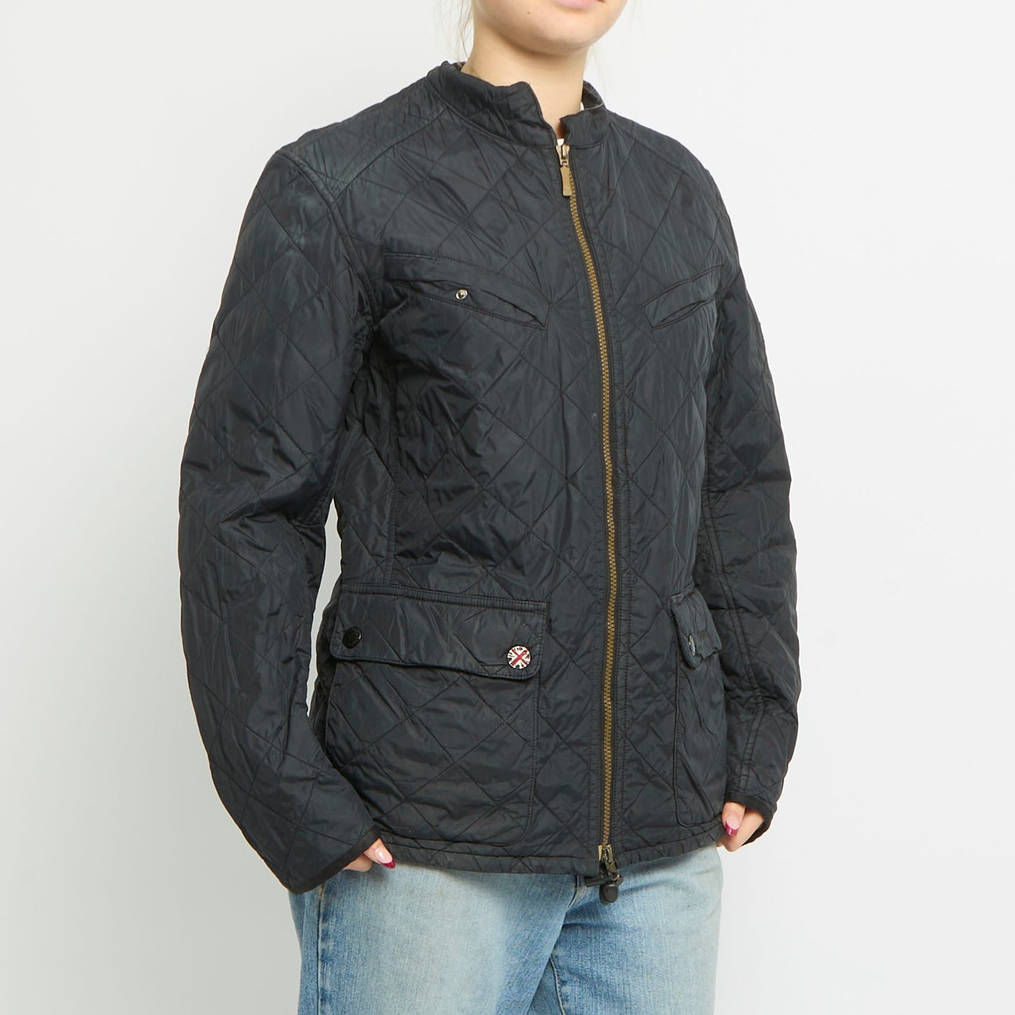 Barbour Quilted Duo Zip Detail Long Jacket - UK 10