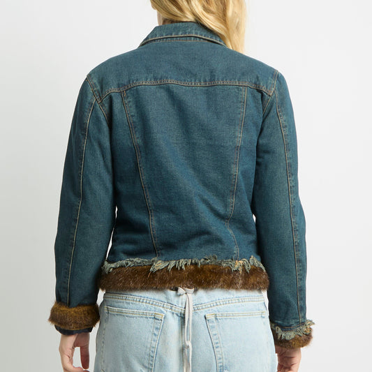 Fur Lined Denim Jacket - UK 10