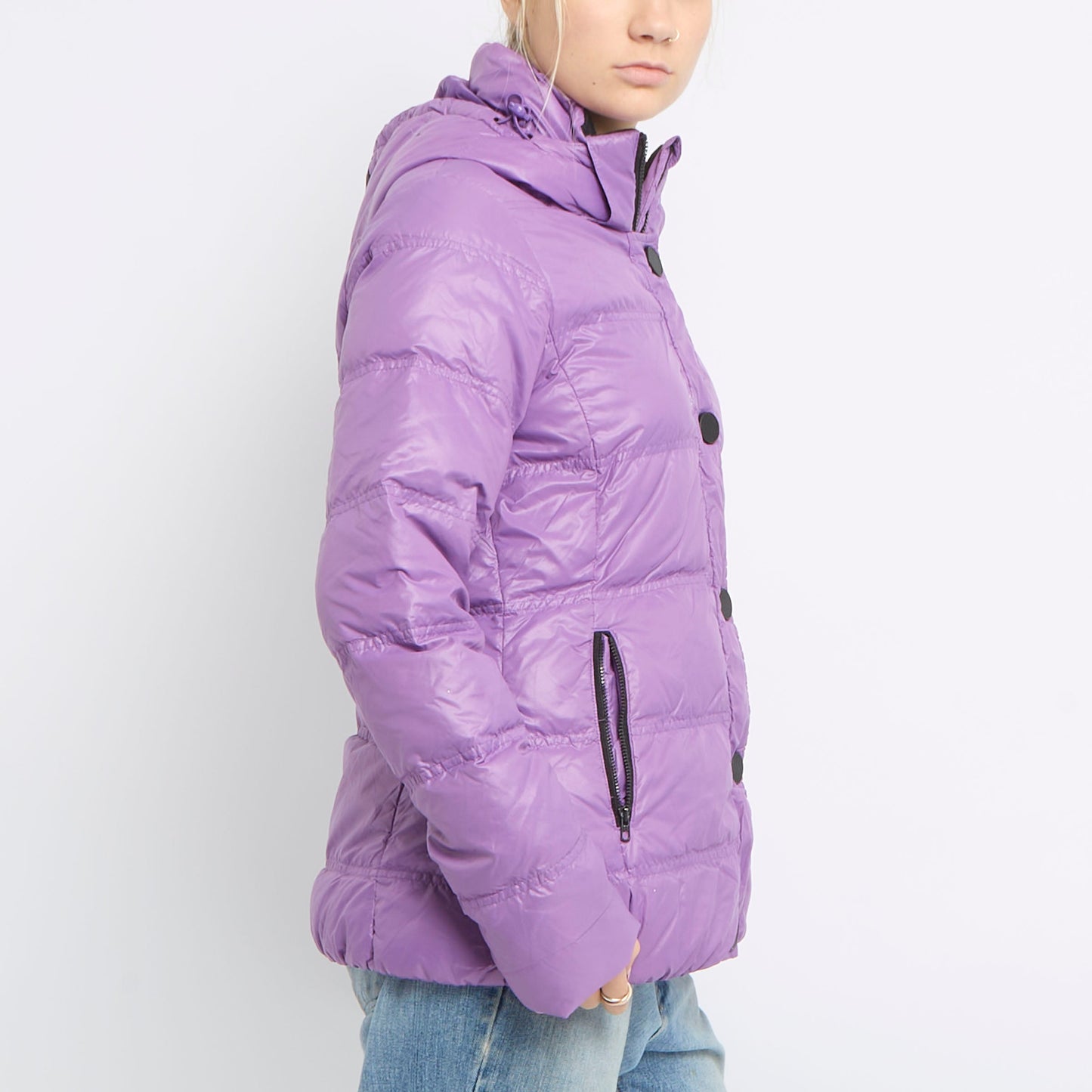 Adidas Large Button Detail Puffer Jacket - UK 10