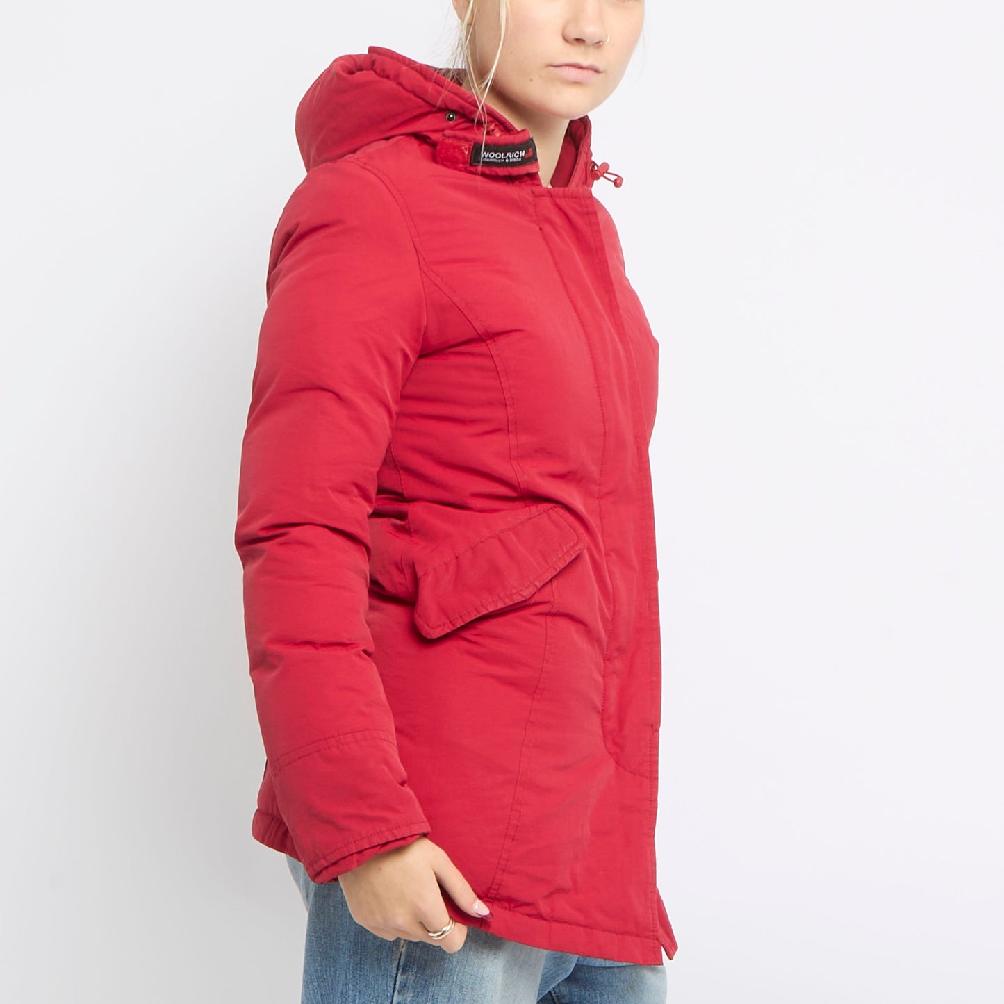 Button Up Long Hooded Jacket - UK 10