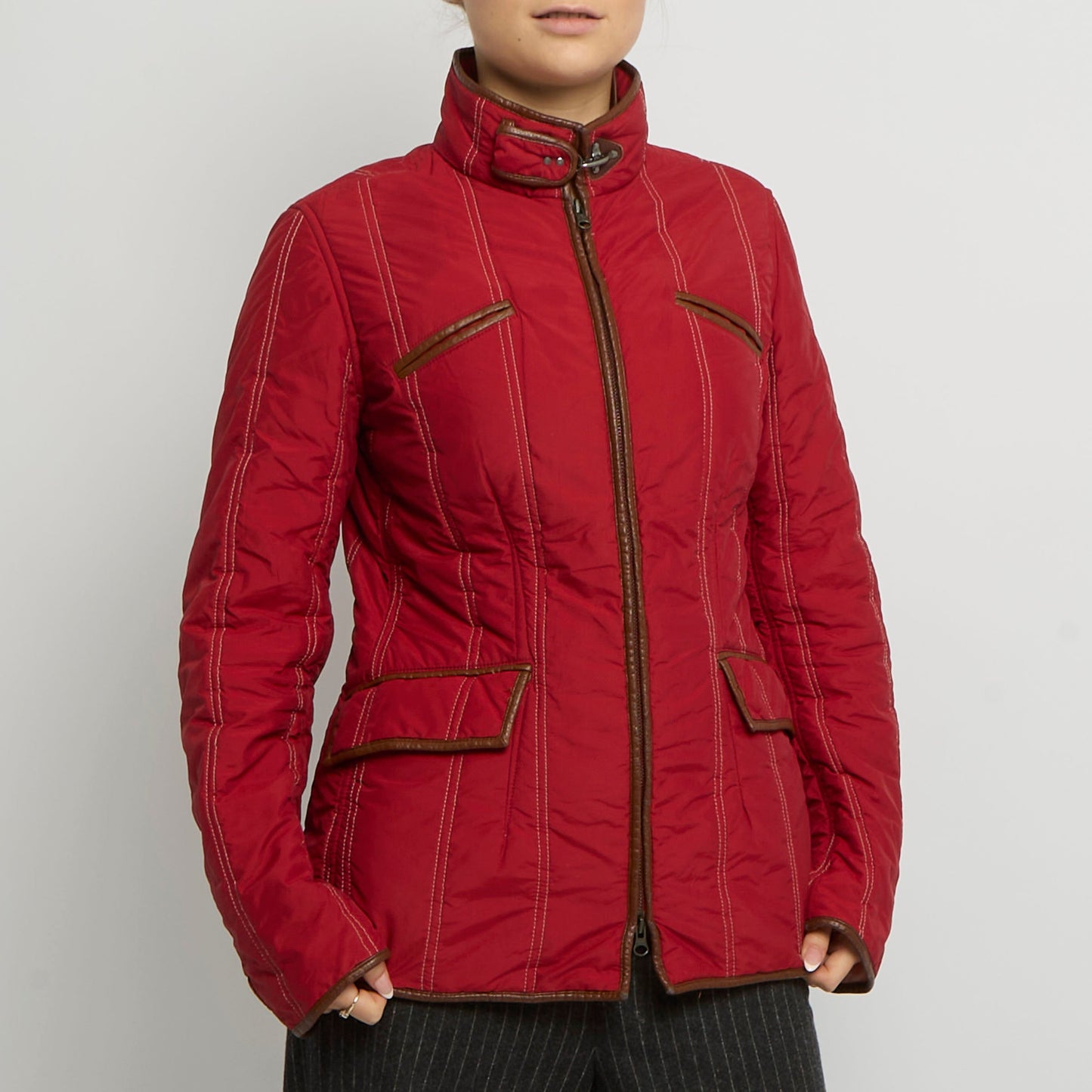 Buckle Detail Slim Fit Light Puffer Jacket - UK 10