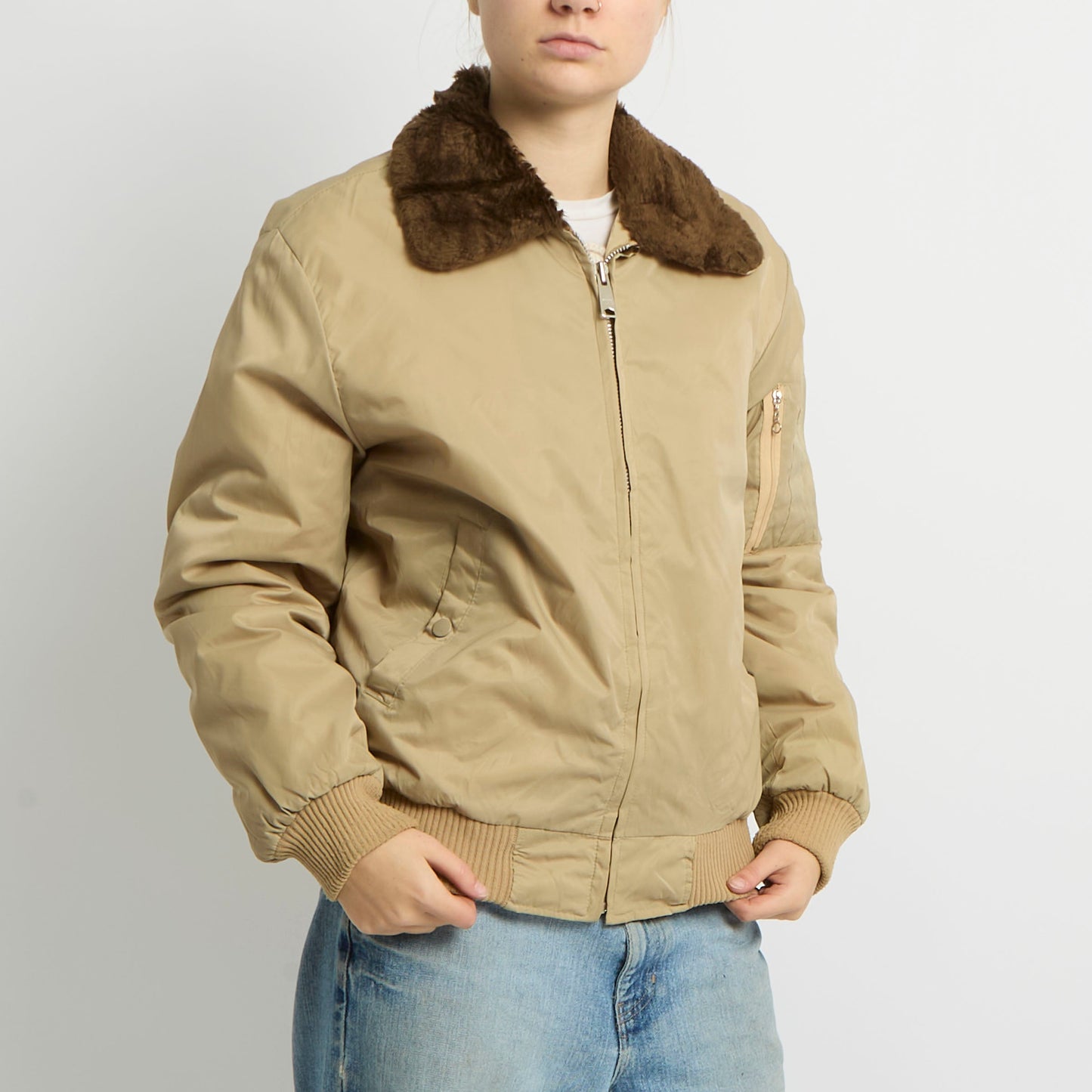 Fur Collar Bomber Jacket- 12