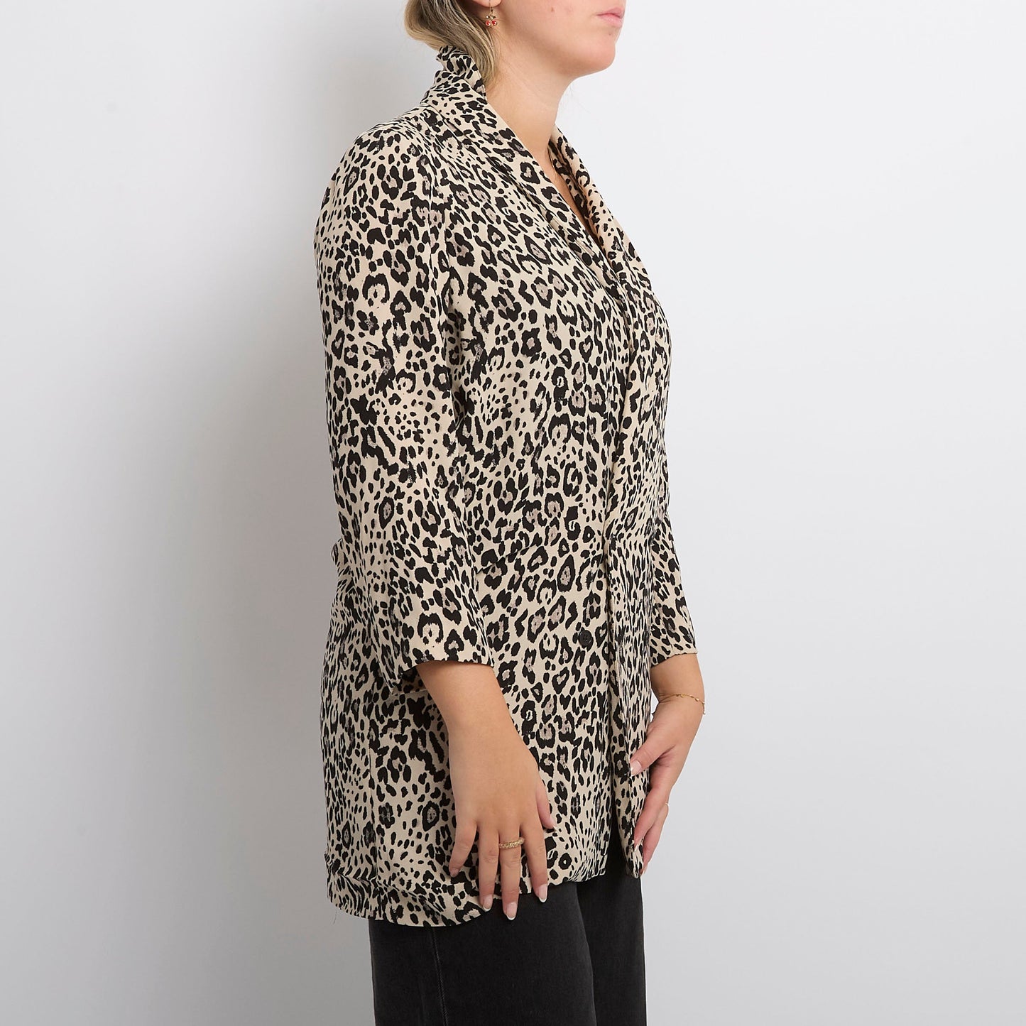 Leopard  Viscose Double Breasted Soft Jacket - UK 12