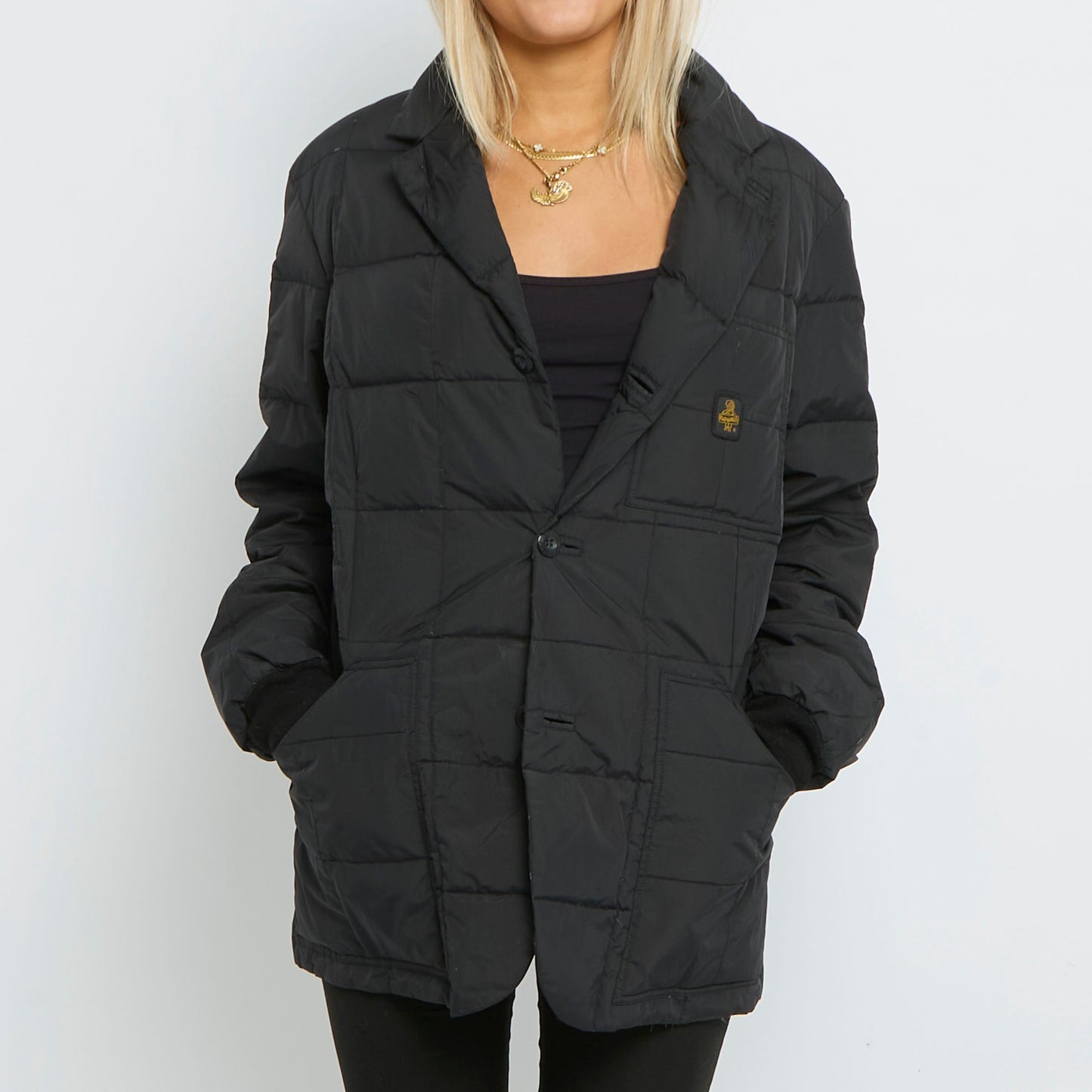 Quilted Collar Long Lightweight Coat- UK 12