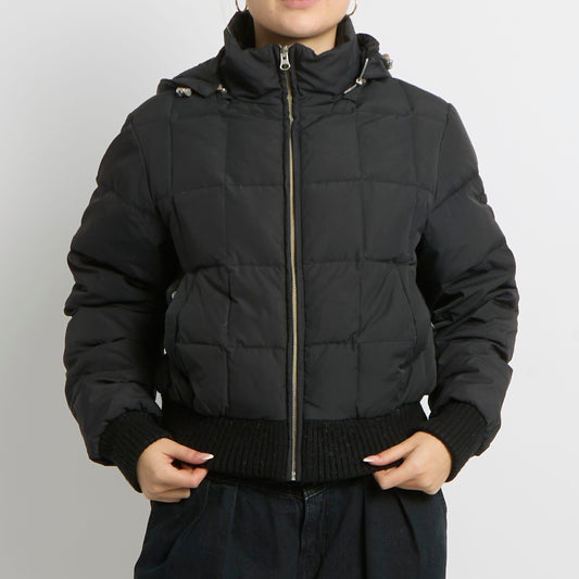 Fitted Puffer Hooded Jacket - UK 12