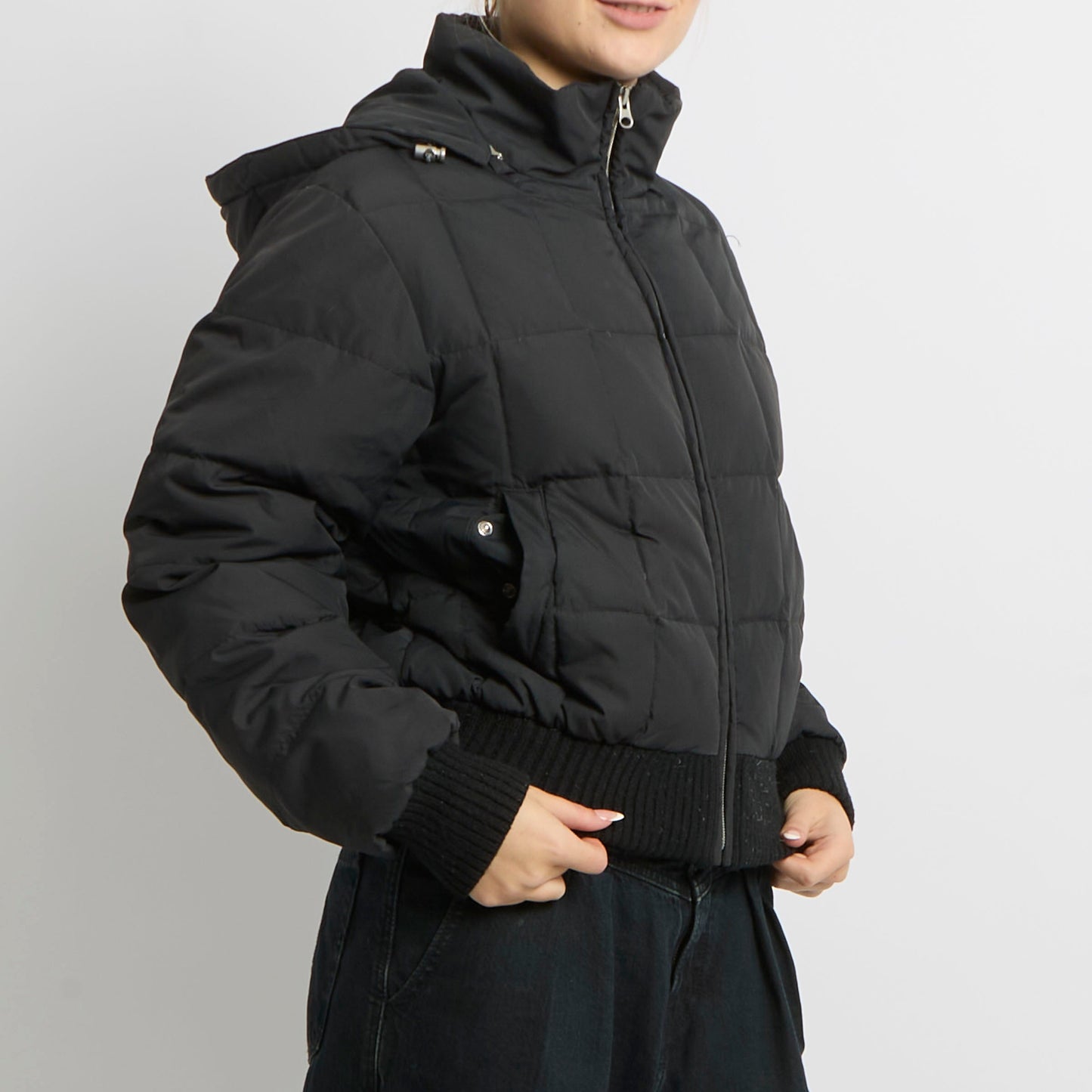 Fitted Puffer Hooded Jacket - UK 12