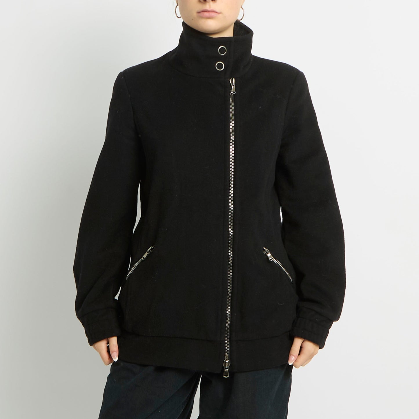 Fleece Material Side Zip Jacket - UK 12