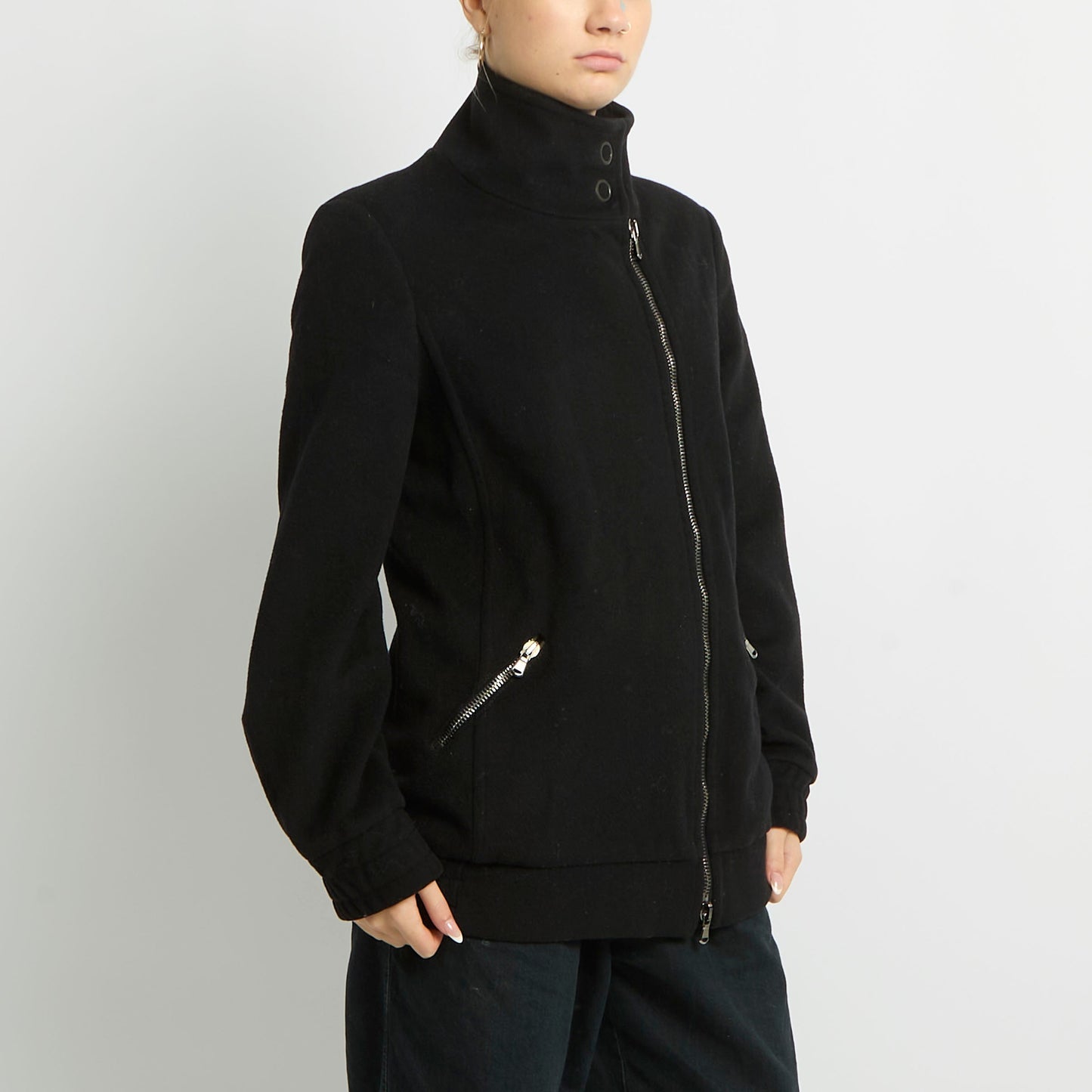 Fleece Material Side Zip Jacket - UK 12