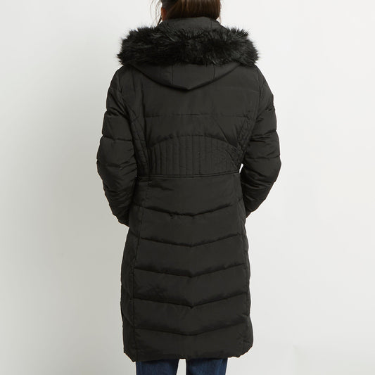 Fur Hood Long Puffer Jacket - UK 12