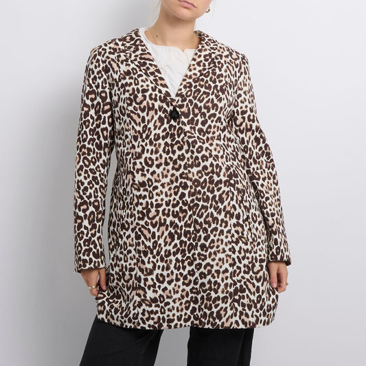 Leopard Print Shirt Long Jacket- UK 12