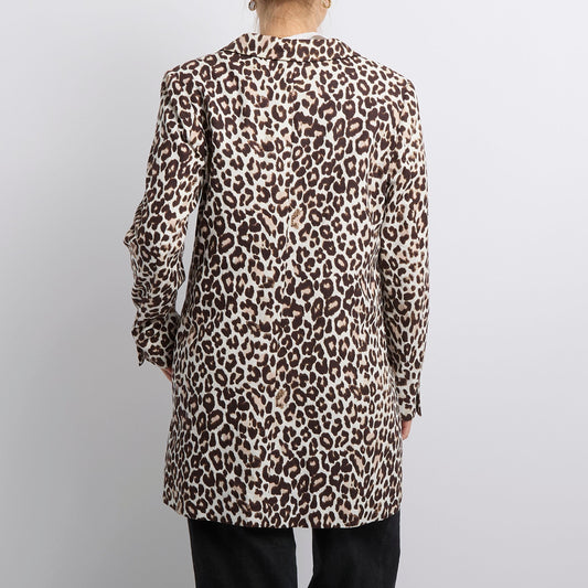 Leopard Print Shirt Long Jacket- UK 12