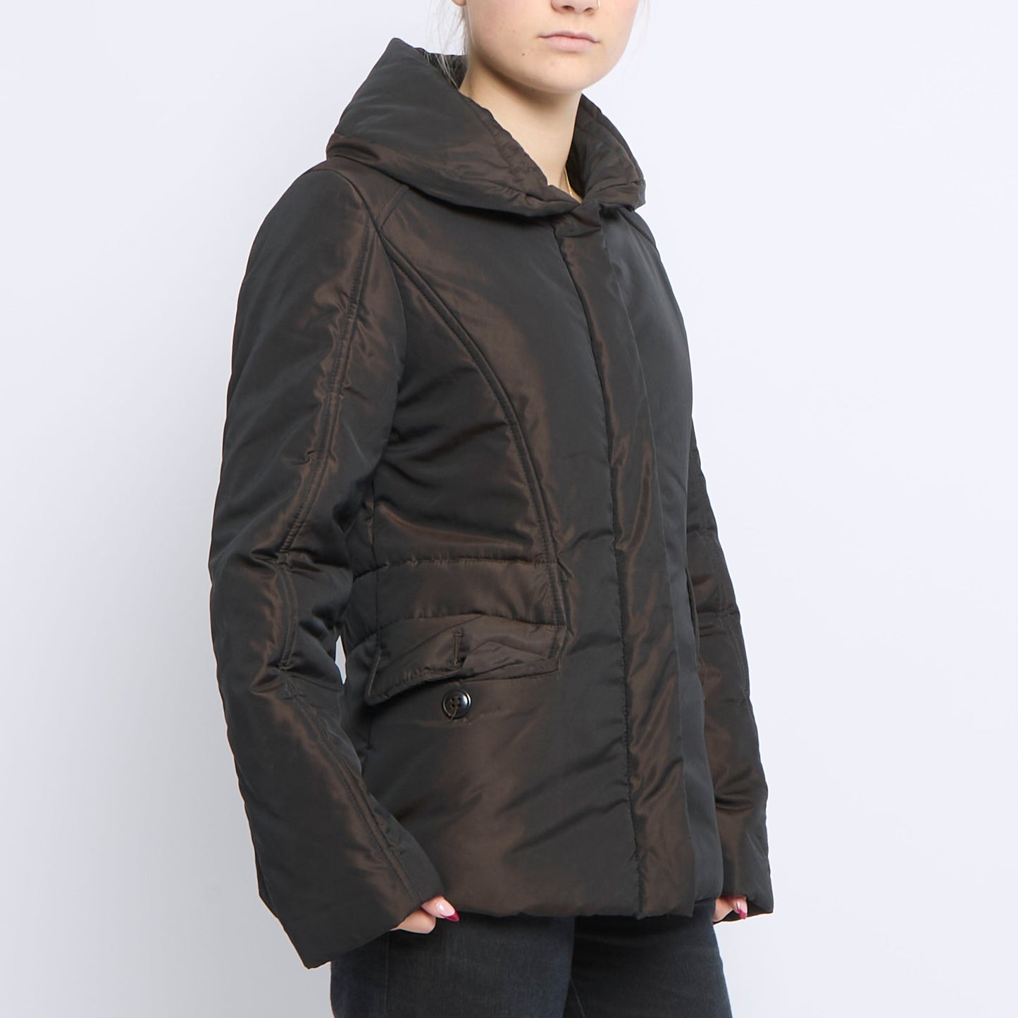 Large Collar Puffer Jacket - UK 12