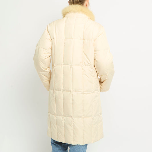 Fur Collar Long Puffer Coat - UK 12