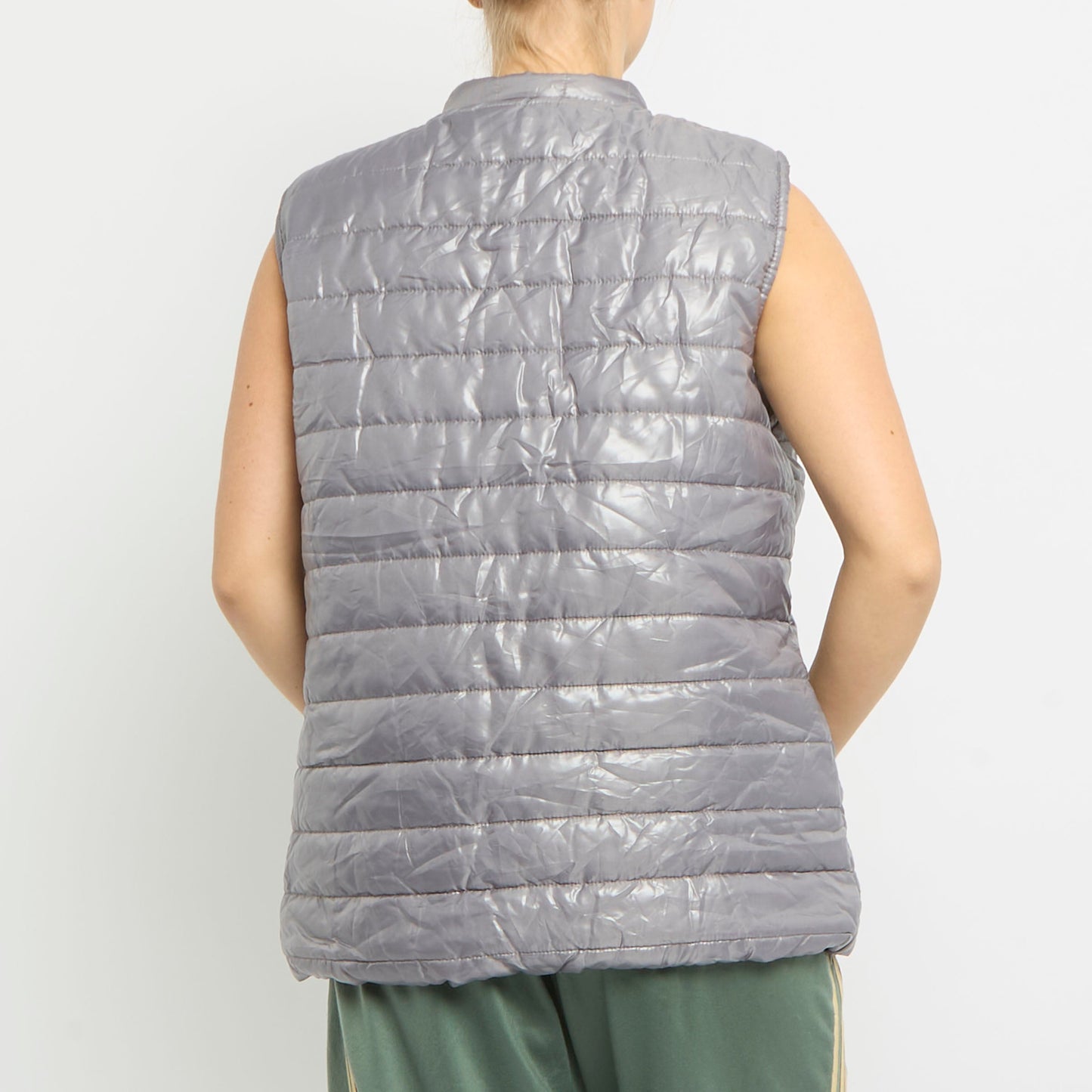 Popper Detail Shiny Gilet Puffa- UK 12