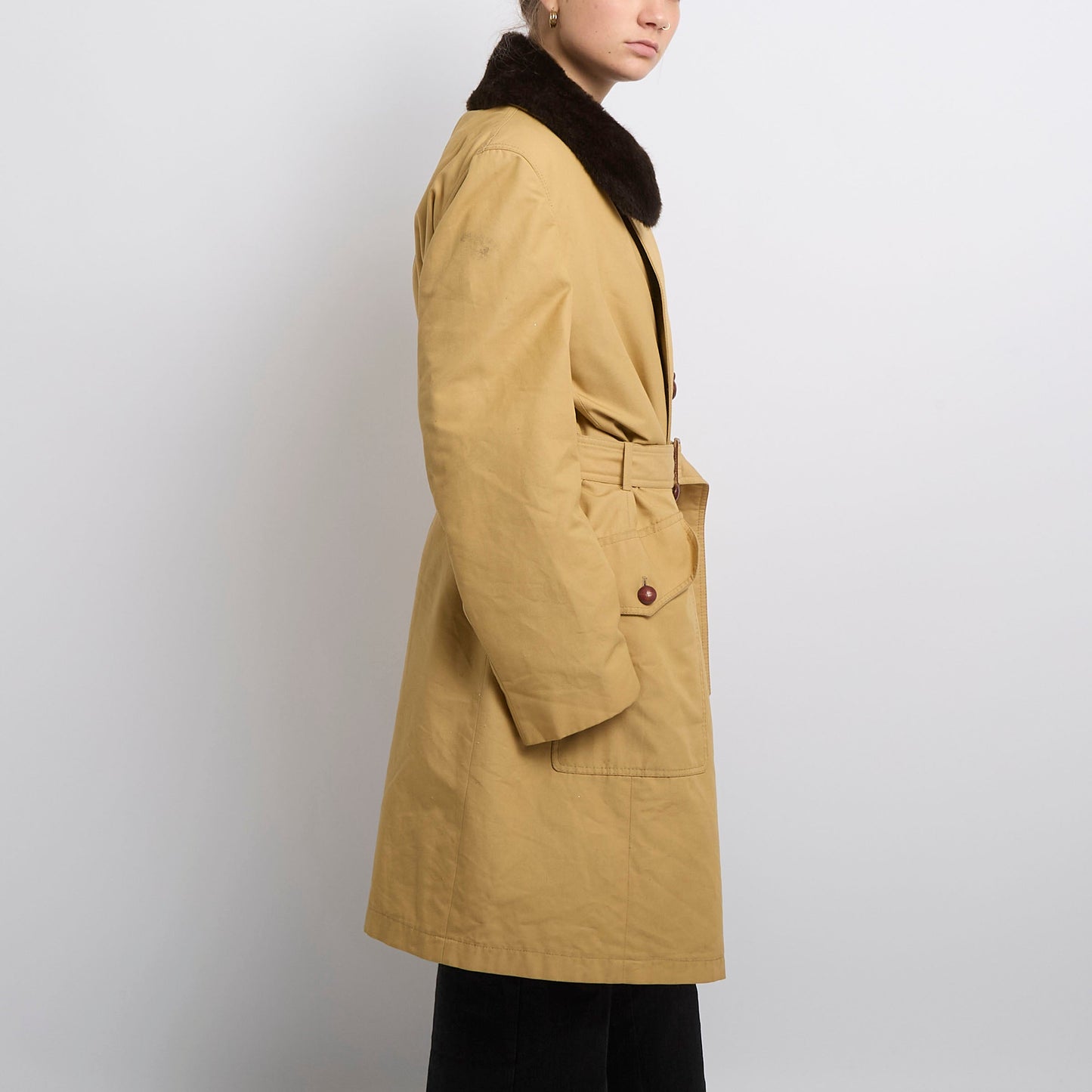 Fur Lined Heavyweight Trench Coat- UK 14