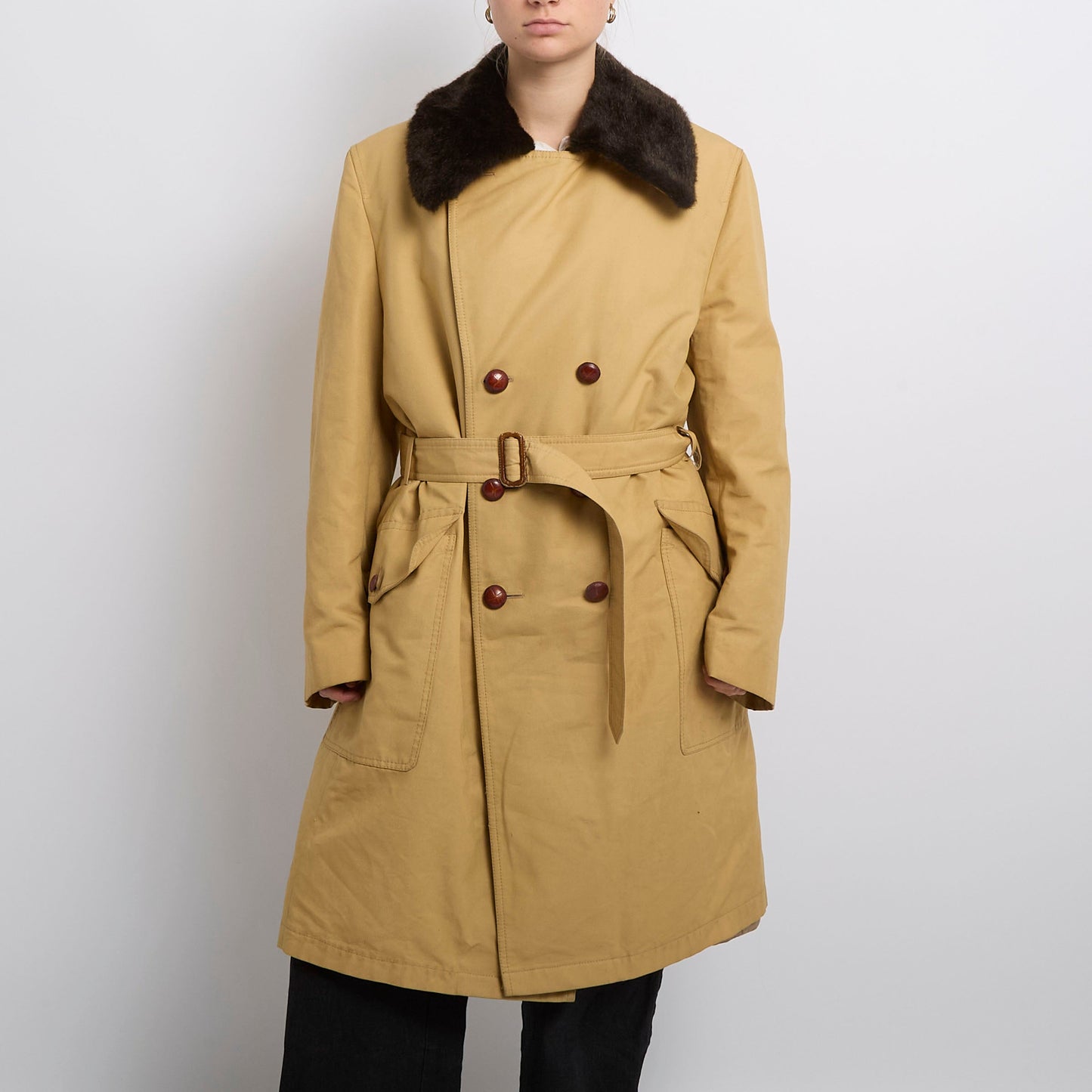 Fur Lined Heavy Weight Trench Coat- UK 14