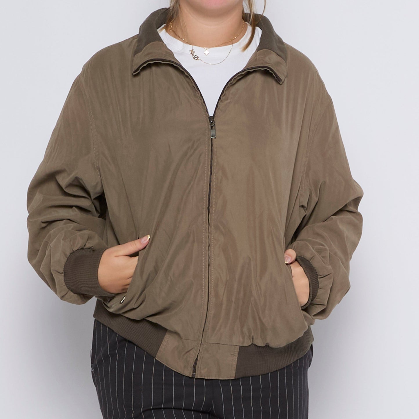 Full Zip Oversized Bomber Jacket - UK 14