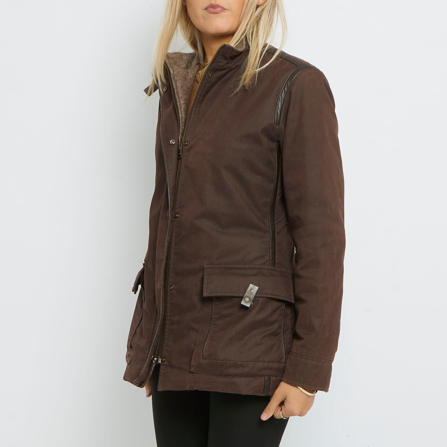 Leather Piping Waxy Coat - UK 14