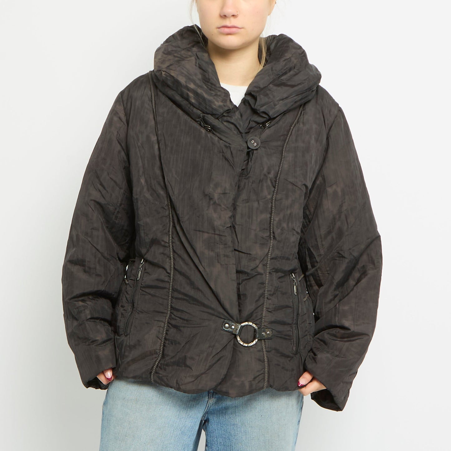 Light Padded Ring Detail Jacket - UK 14