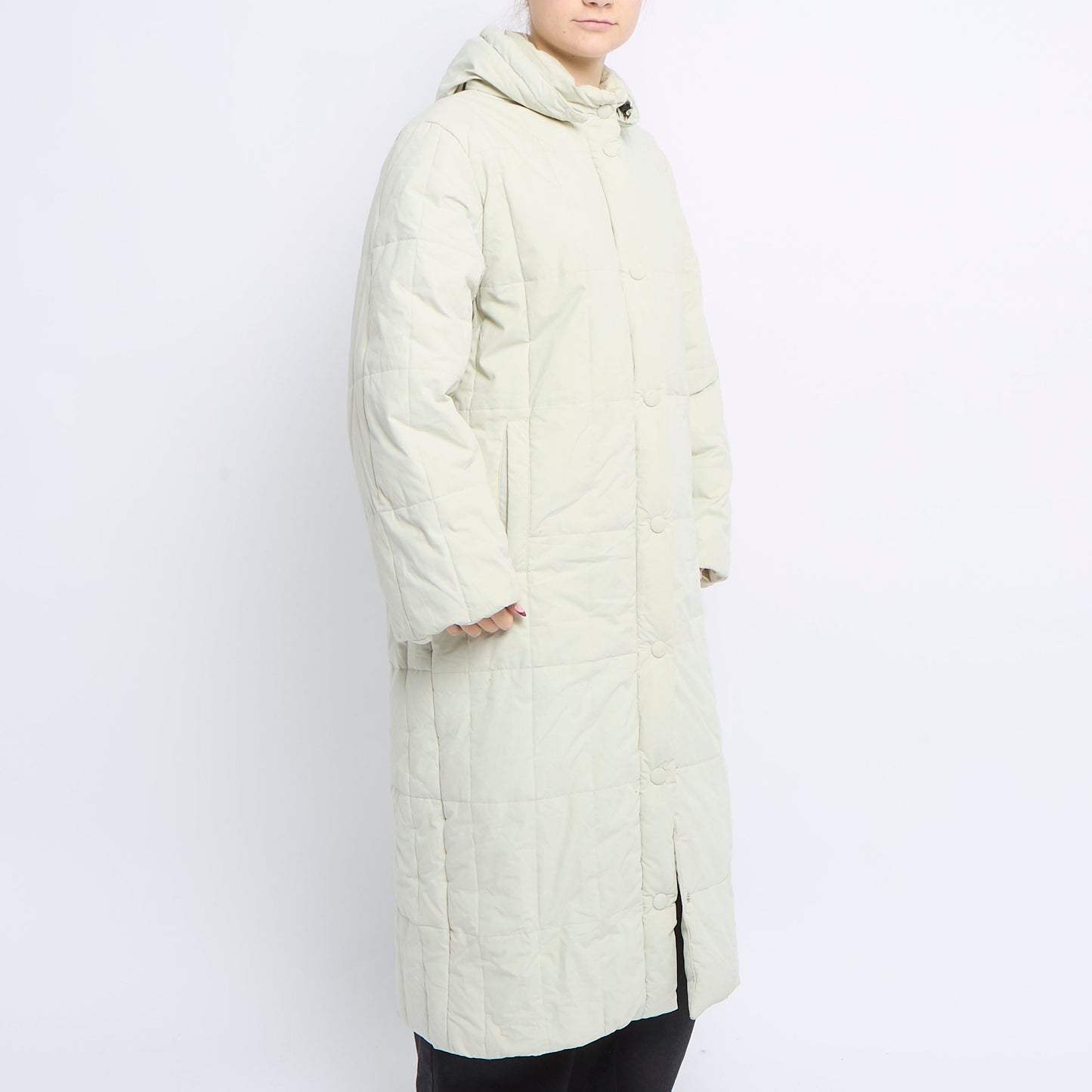 Long Hooded Padded Puffer Jacket - UK 14