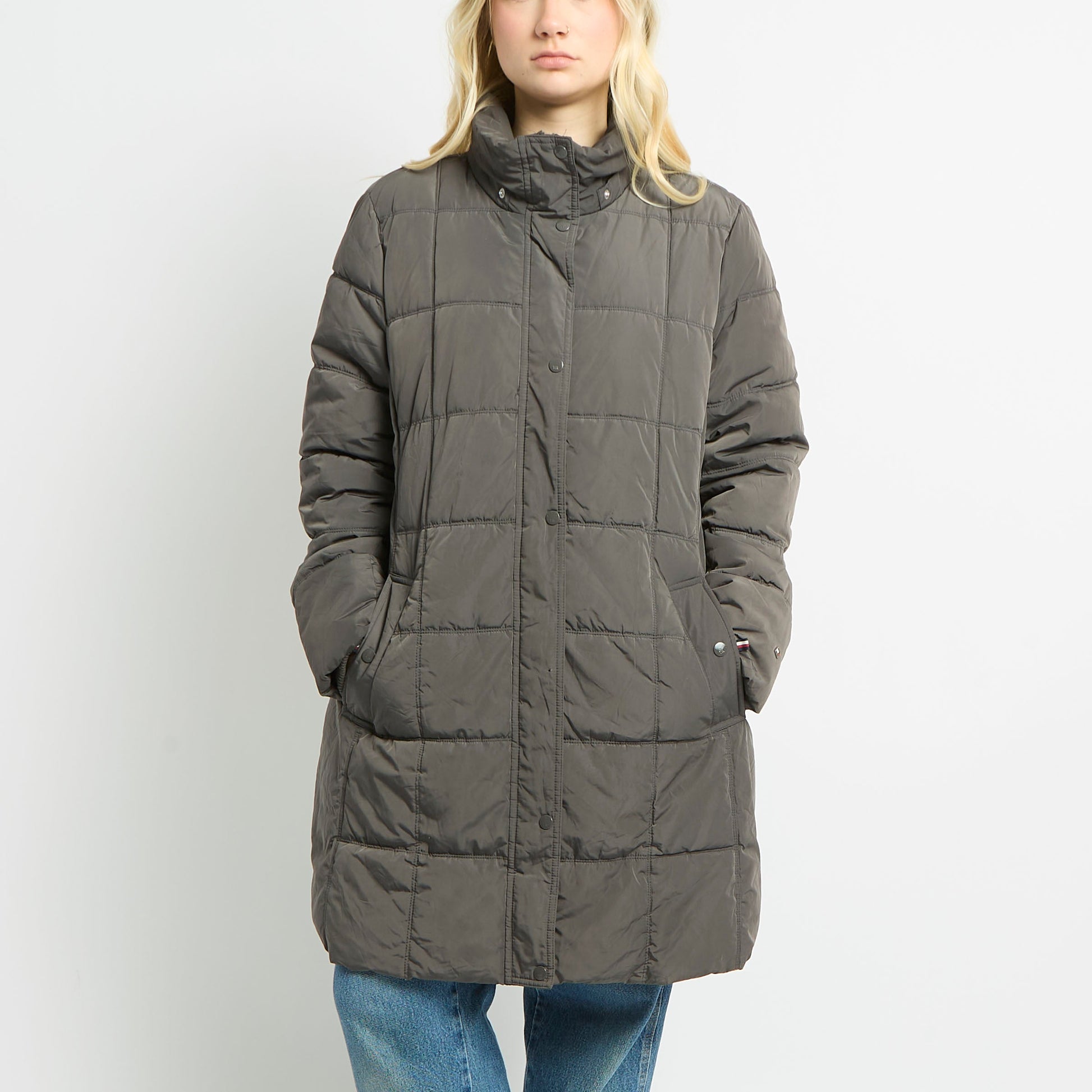 Tommy Hilfiger Long Puffer Coat With Popper Closures - UK 14