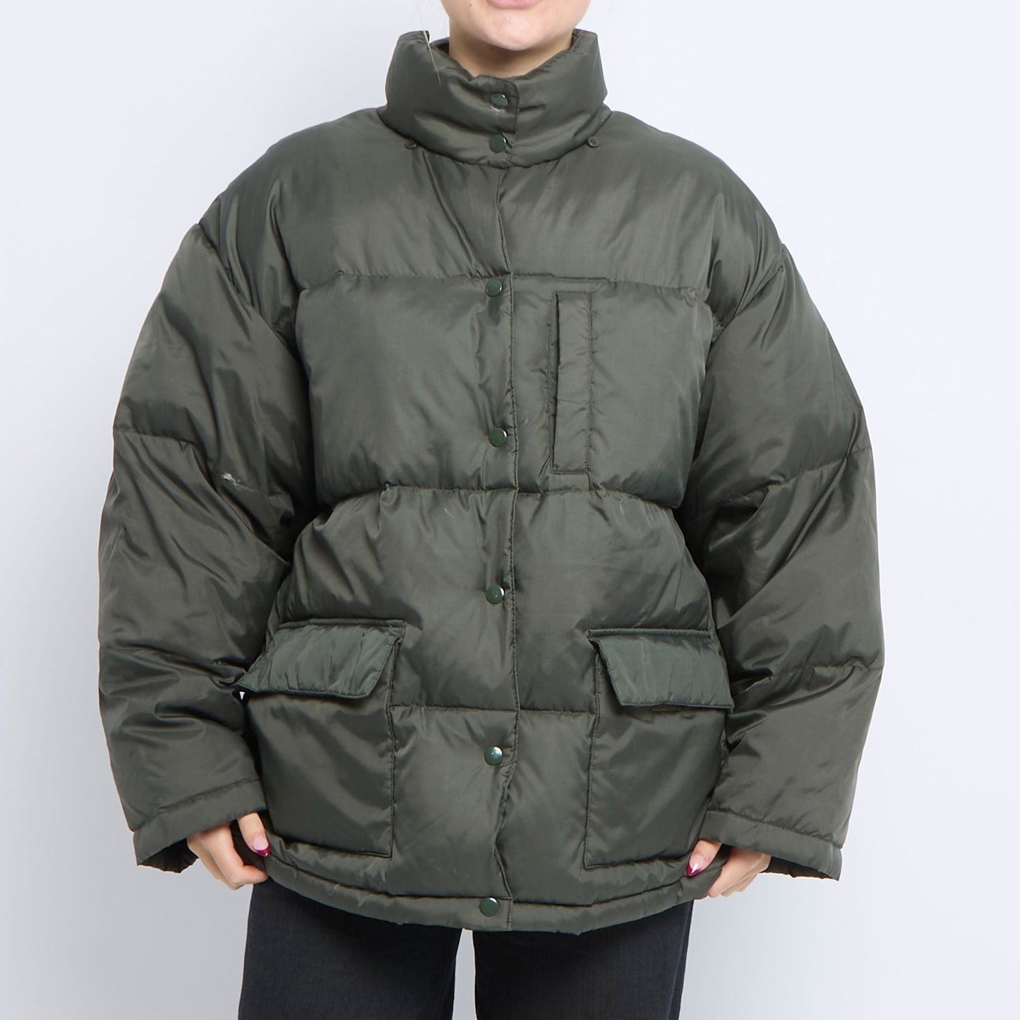 OverSize Popper Detail Puffer Jacket - UK 16