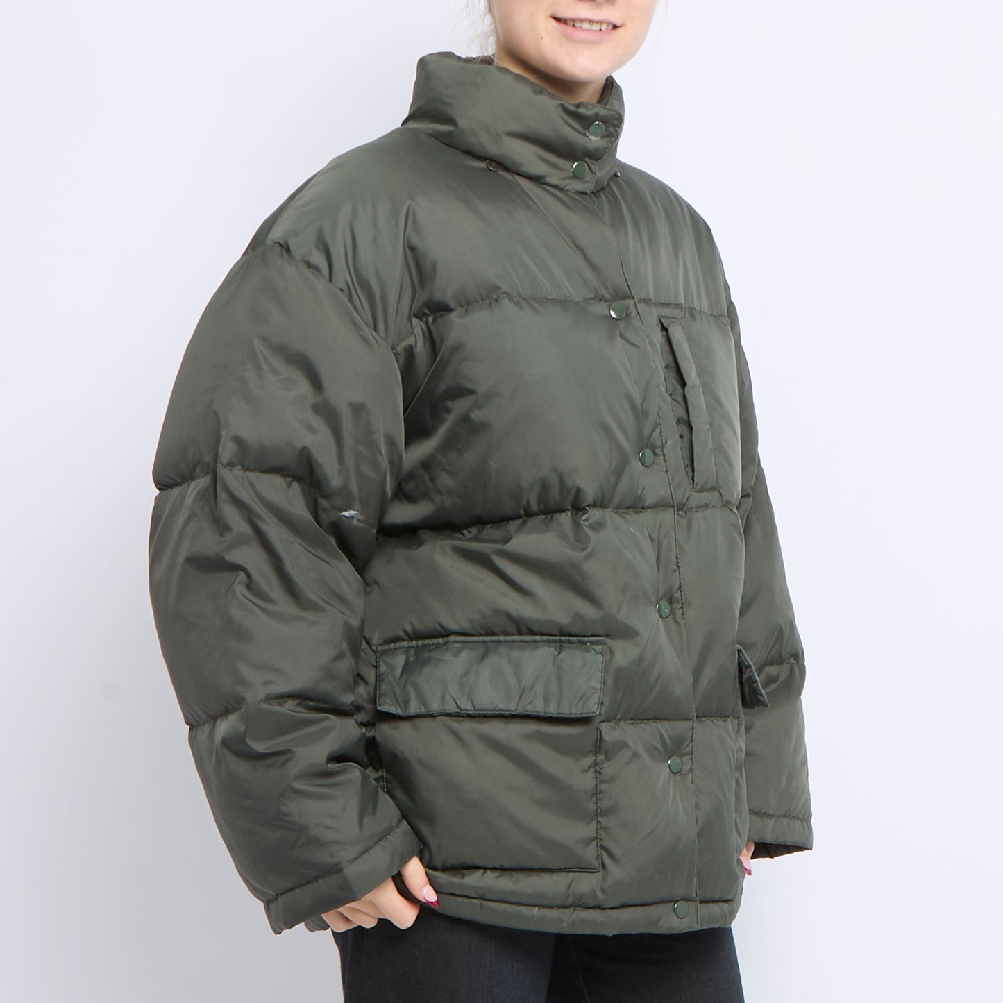 OverSize Popper Detail Puffer Jacket - UK 16