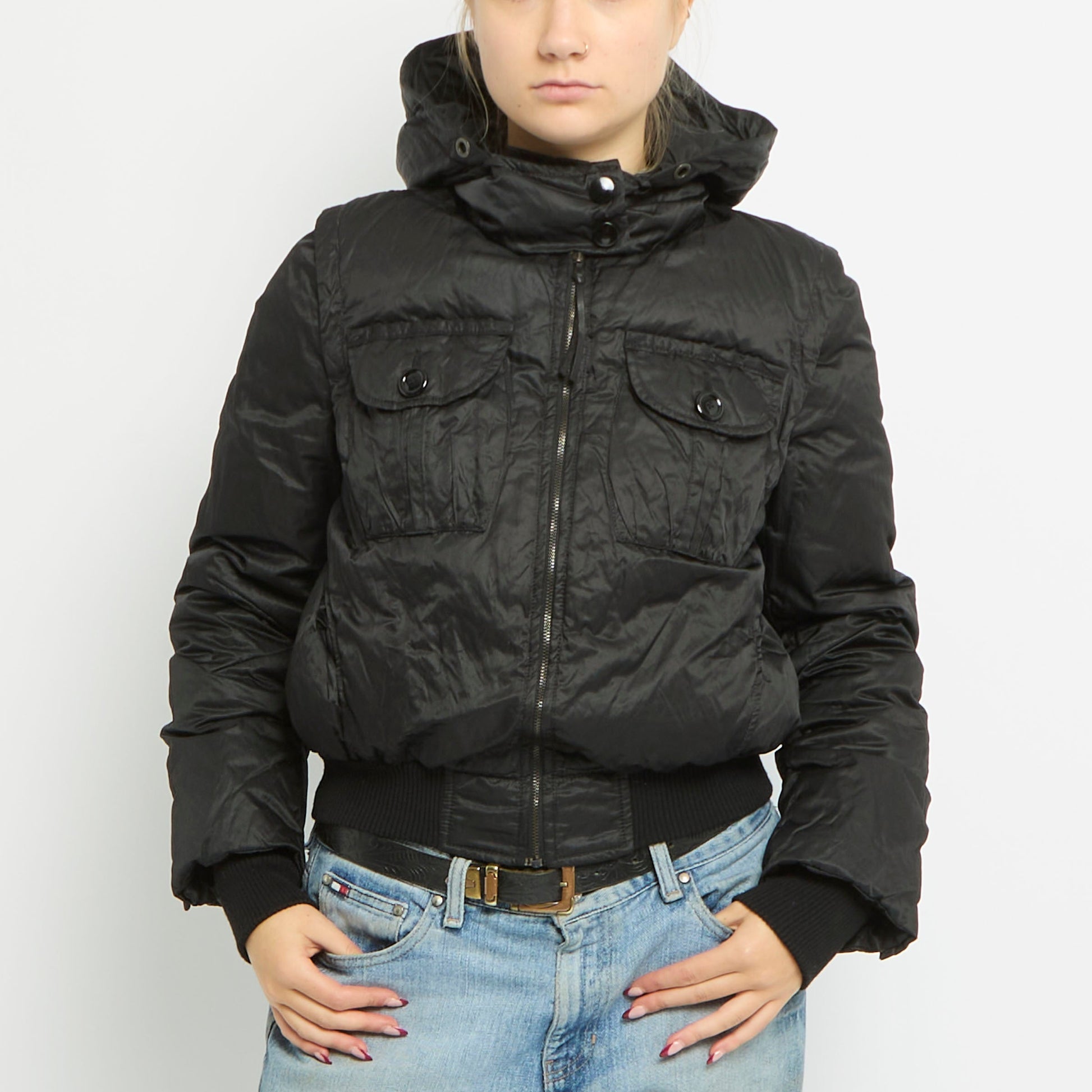 Detachable Arms Utility Style Fitted Jacket - UK 6