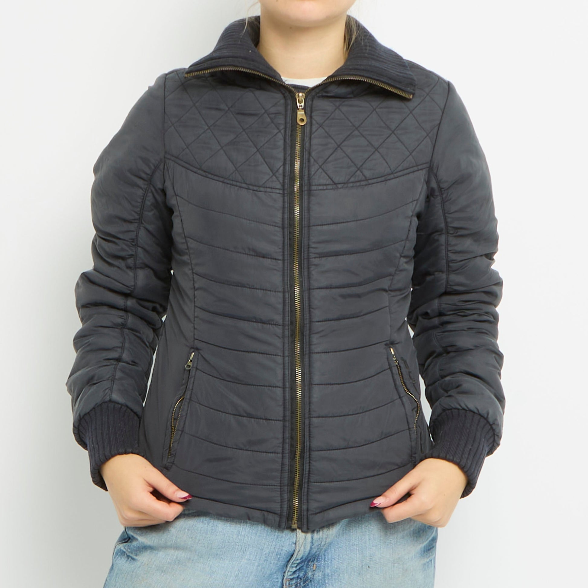 Light Padded Ribbed Collar Jacket - UK 8