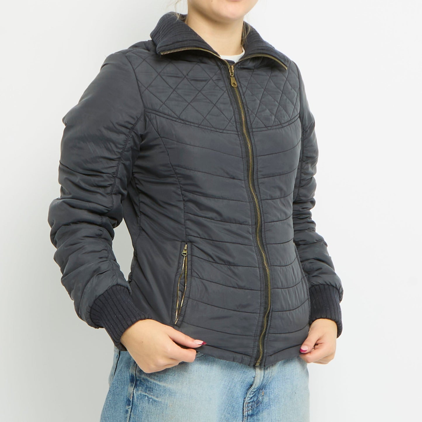 Light Padded Ribbed Collar Jacket - UK 8